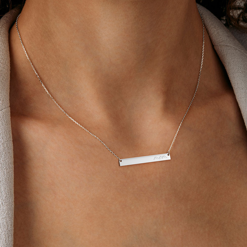 Personalized Bar Necklace with Custom Engraving - Elegant Nameplate Pendant for Women - Perfect Gift for Birthday, Anniversary & Valentine's Day