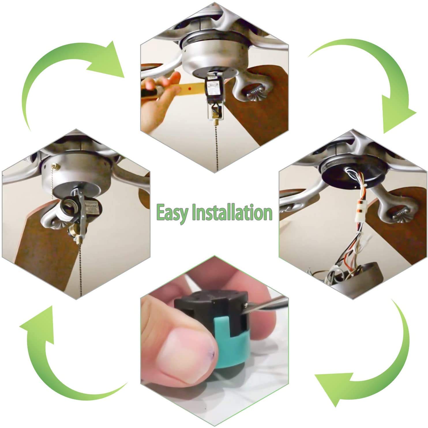 Zing Ear ZE-268S6 3-Speed Ceiling Fan Switch Replacement - 4-Wire Zipper Control for Ceiling Fans, Wall Lamps & Cabinet Lights - Nickel/Silver Finish (2-Pack) - Perfect for Home, Office and Commercial Lighting Upgrades