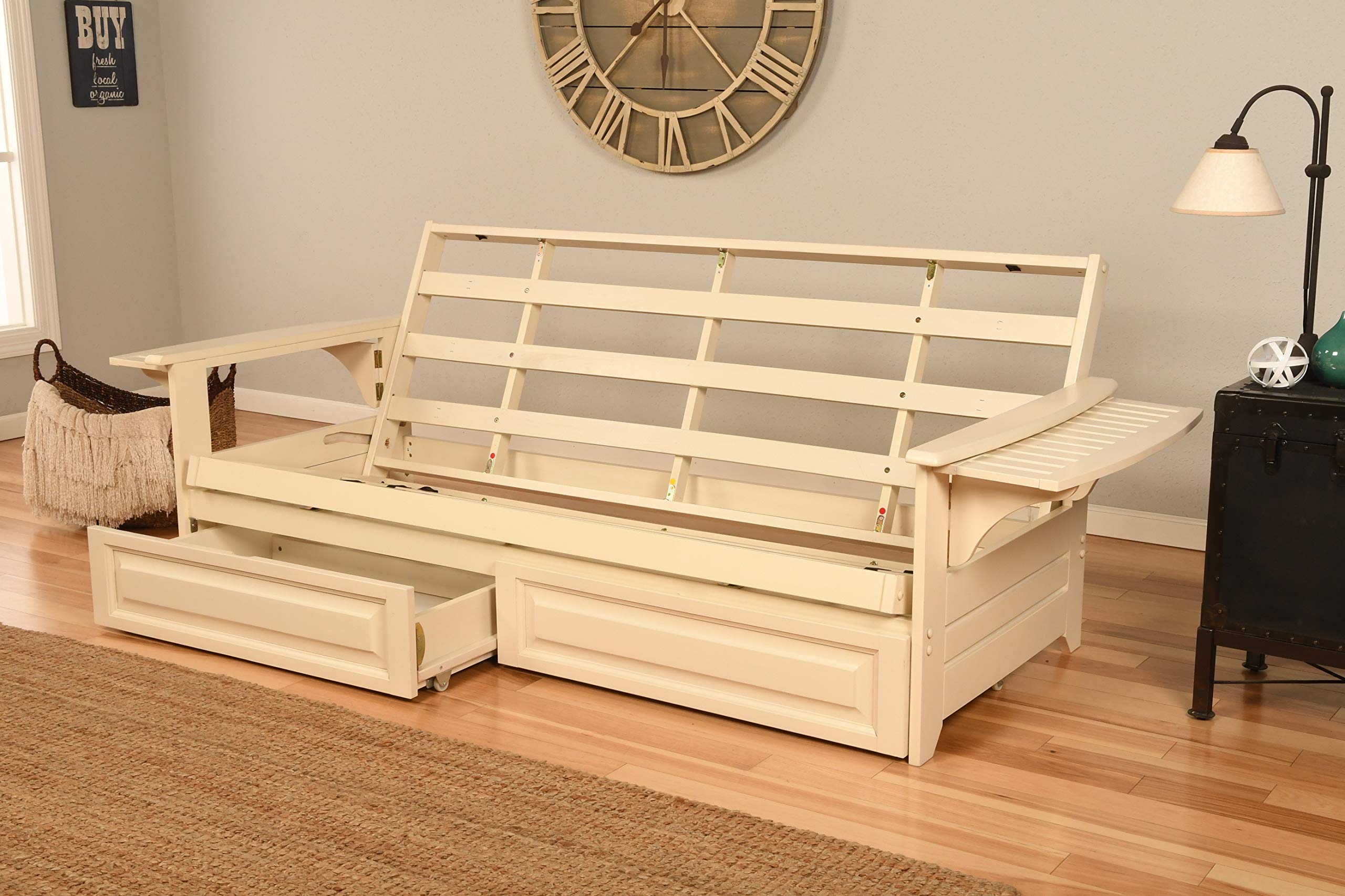 Kodiak Phoenix Full Size Futon Frame with Storage Drawers for Small Spaces