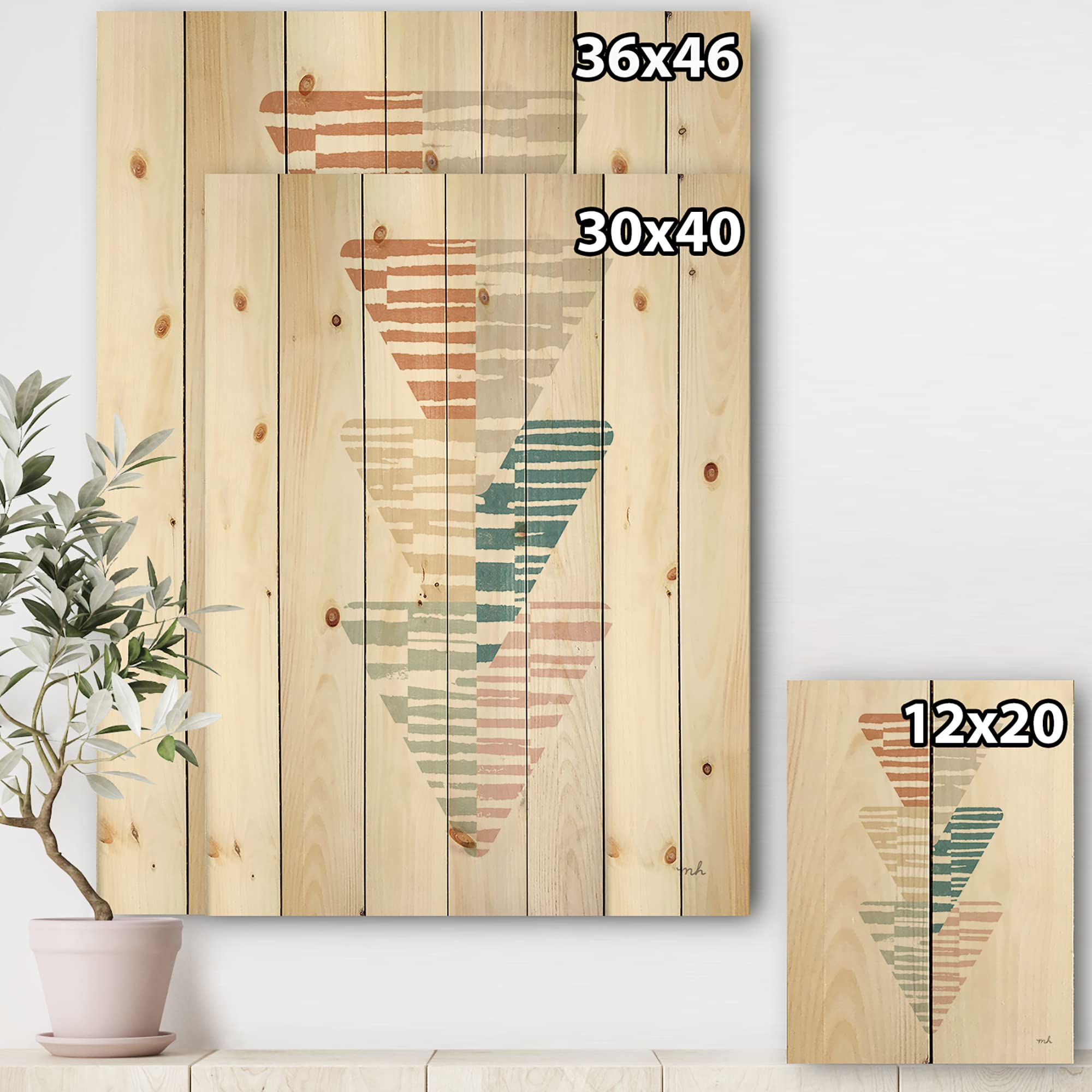 Mid-Century Modern Wood Wall Art - Blue Geometric Triangle Design for Home Decor