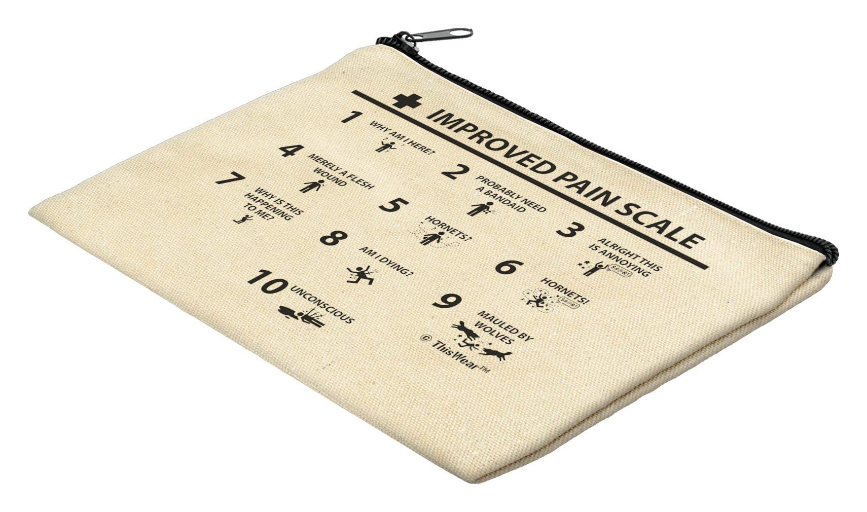 Funny Nurse Bags with Pain Scale - 2-Pack Doctor & Nurse Appreciation Gifts for LPN RN - Perfect Makeup Bags for Medical Professionals, Students & Healthcare Workers - Great for Work, School or Travel