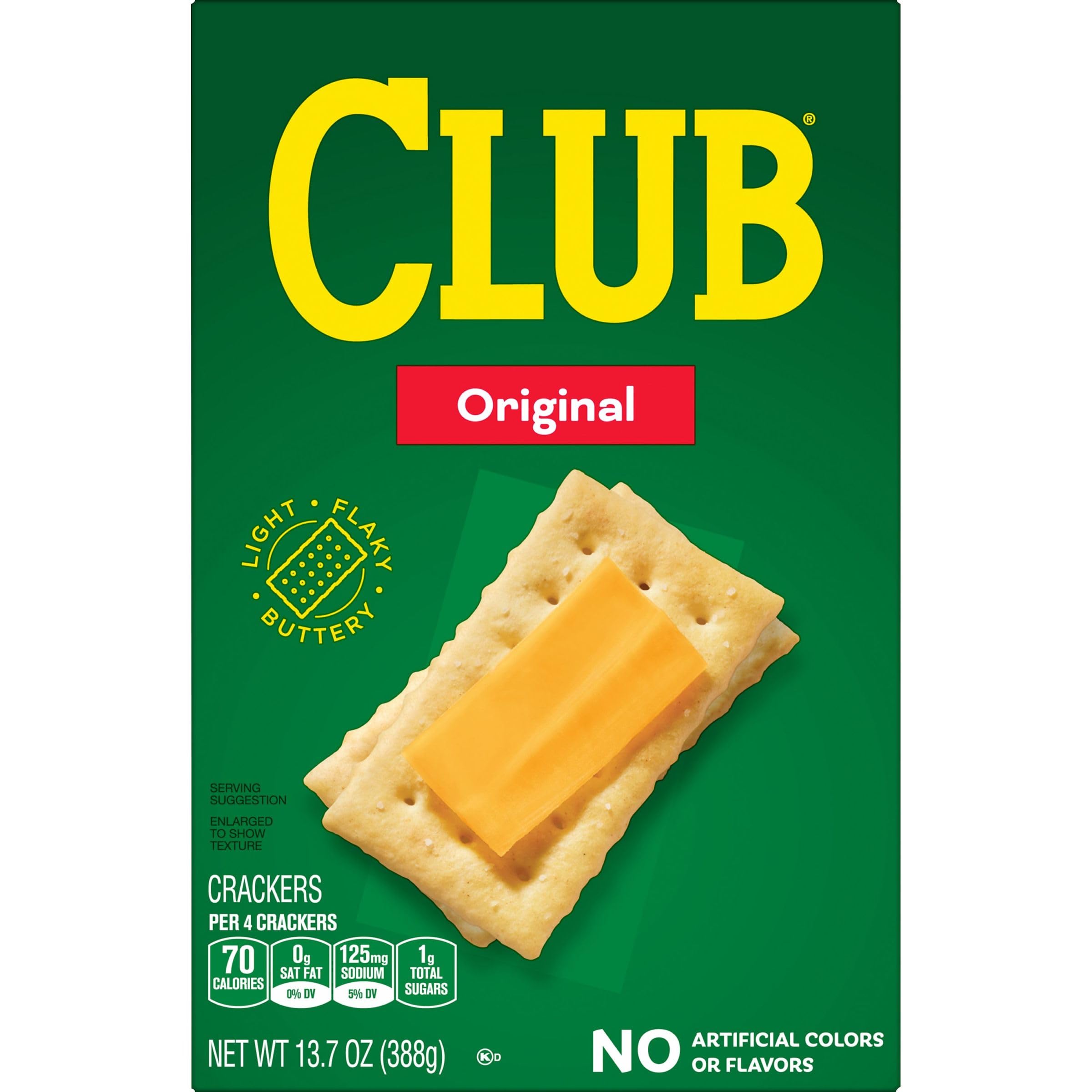 Original Club Crackers - 13.7oz Box (Pack of 1) | Classic Snack Crackers for Parties, School Lunches & Office Snacks | Perfect with Cheese, Dips & Charcuterie Boards