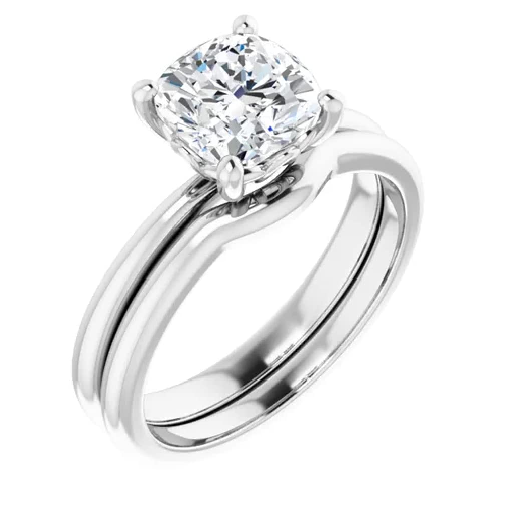 2 CT Moissanite Cushion Cut Engagement Ring in 10K/14K/18K Solid White Gold - Handmade Wedding Band for Women, Anniversary Gift, Bridal Jewelry for Proposals & Special Occasions