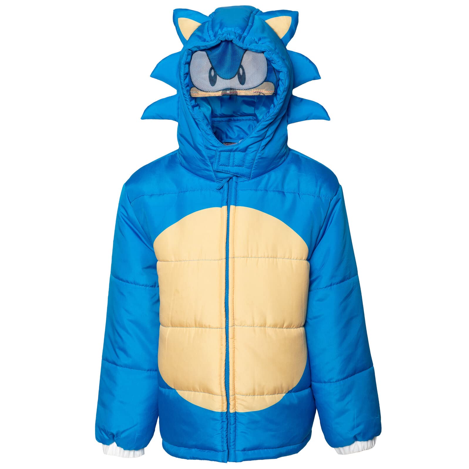 SEGA Sonic the Hedgehog Puffer Jacket for Kids - Warm Zip Up Hooded Winter Coat (Sizes 4-16) - Perfect for School, Outdoor Play & Cold Weather Adventures