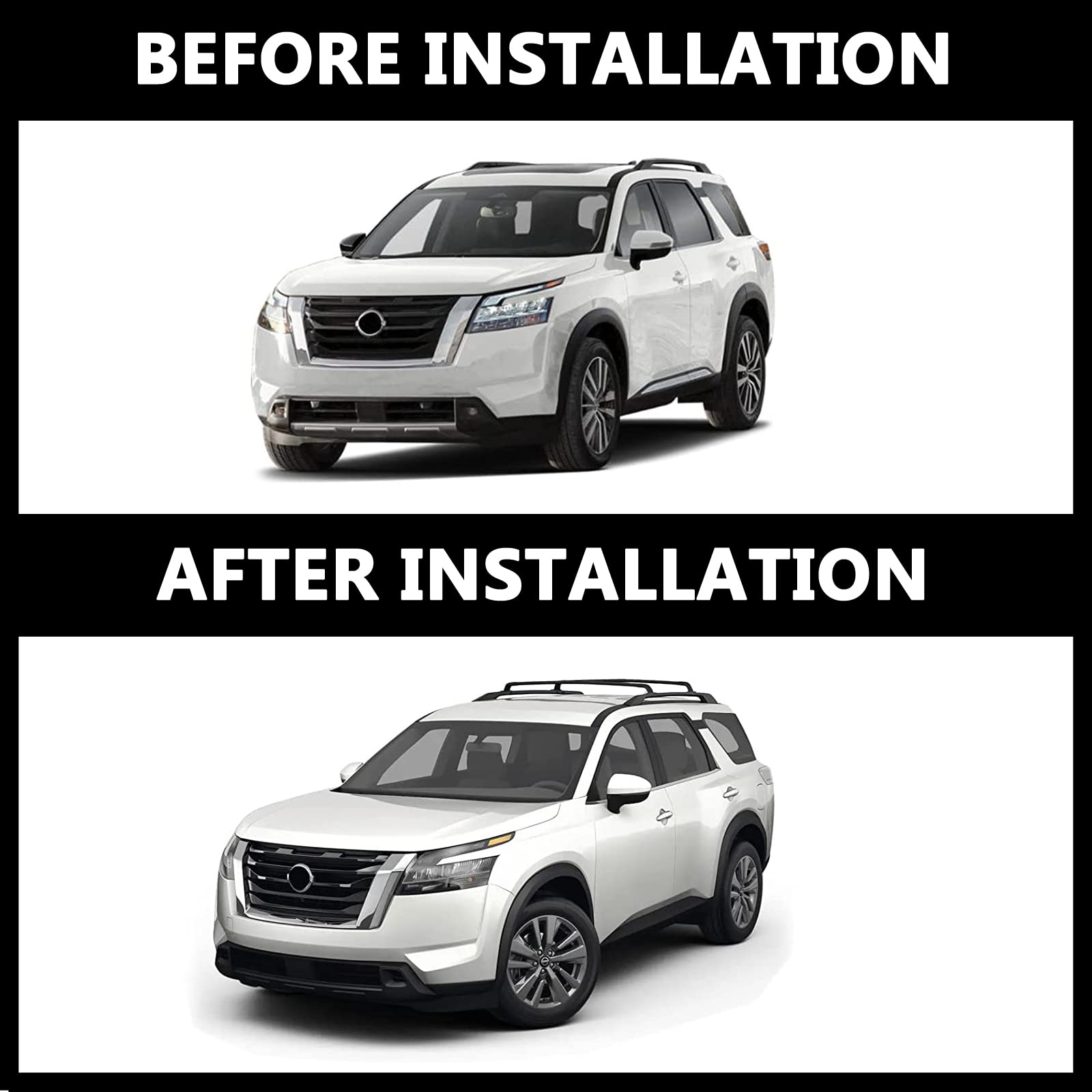 RAXUSA Roof Rack Cross Bars for 2022-2025 Nissan Pathfinder - Aluminum Black Crossbars Compatible with Factory Raised Roof Rails - Perfect for Cargo Box, Ski, Kayak, and Luggage Carrier - Durable Rooftop Cargo Solution for Outdoor Adventures