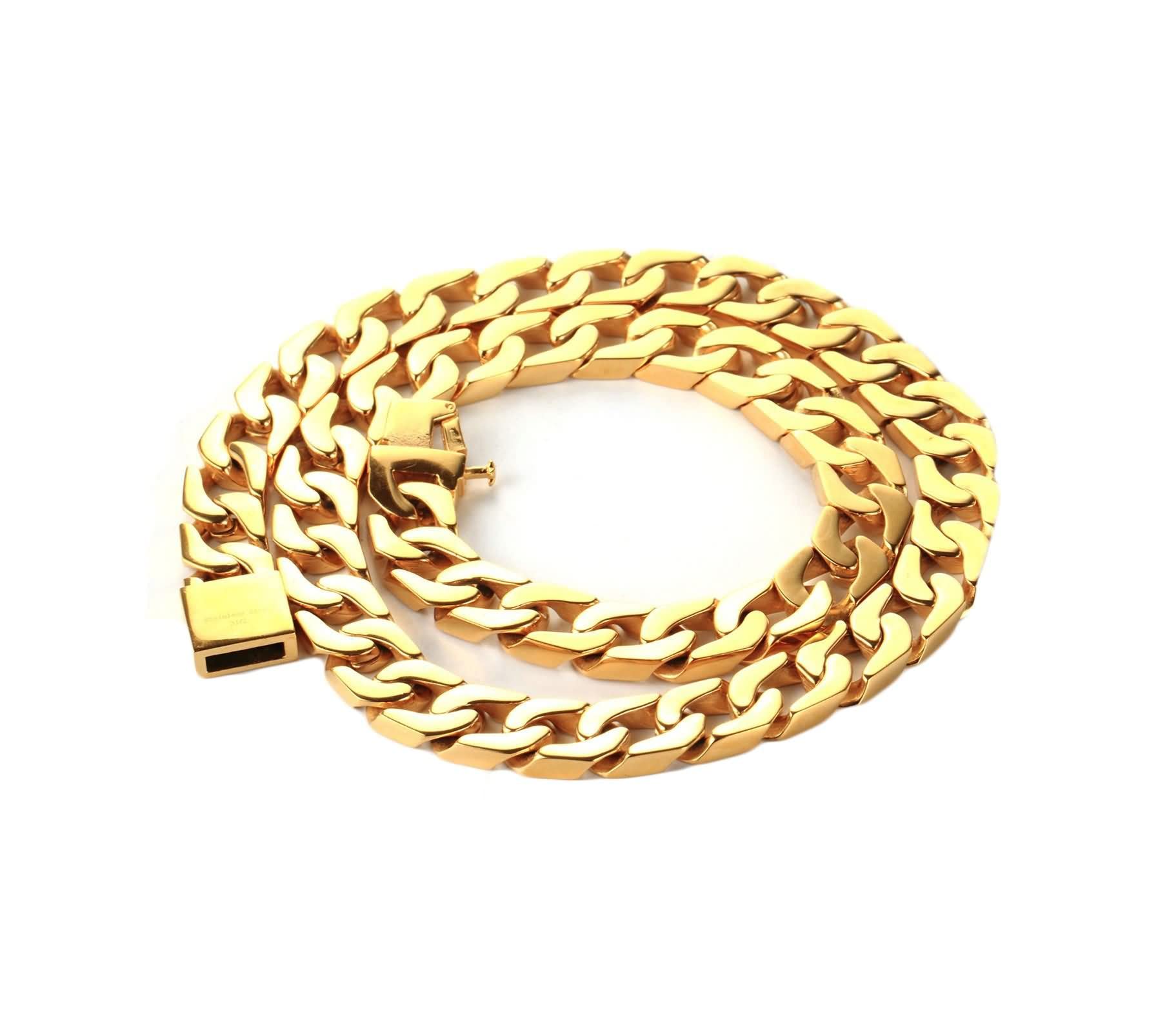 24 Inch Stainless Steel Curb Chain Necklace for Men - Gold Plated Link Necklace | Durable & Stylish Men's Jewelry for Casual Wear, Parties & Gifts