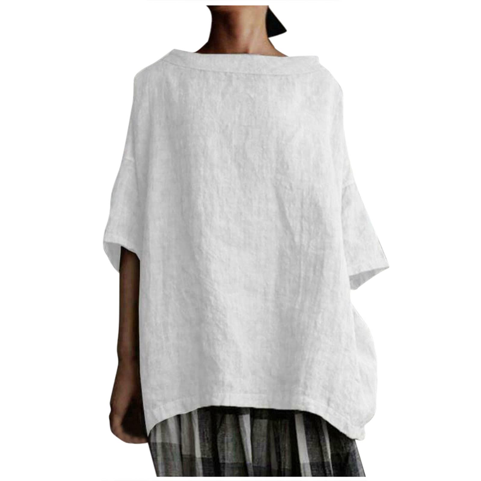 Breathable Linen T-Shirt for Women - Soft Cotton Summer Tee, Loose Fit Solid Color Top | Perfect for Casual Wear, Beach Outings & Everyday Comfort