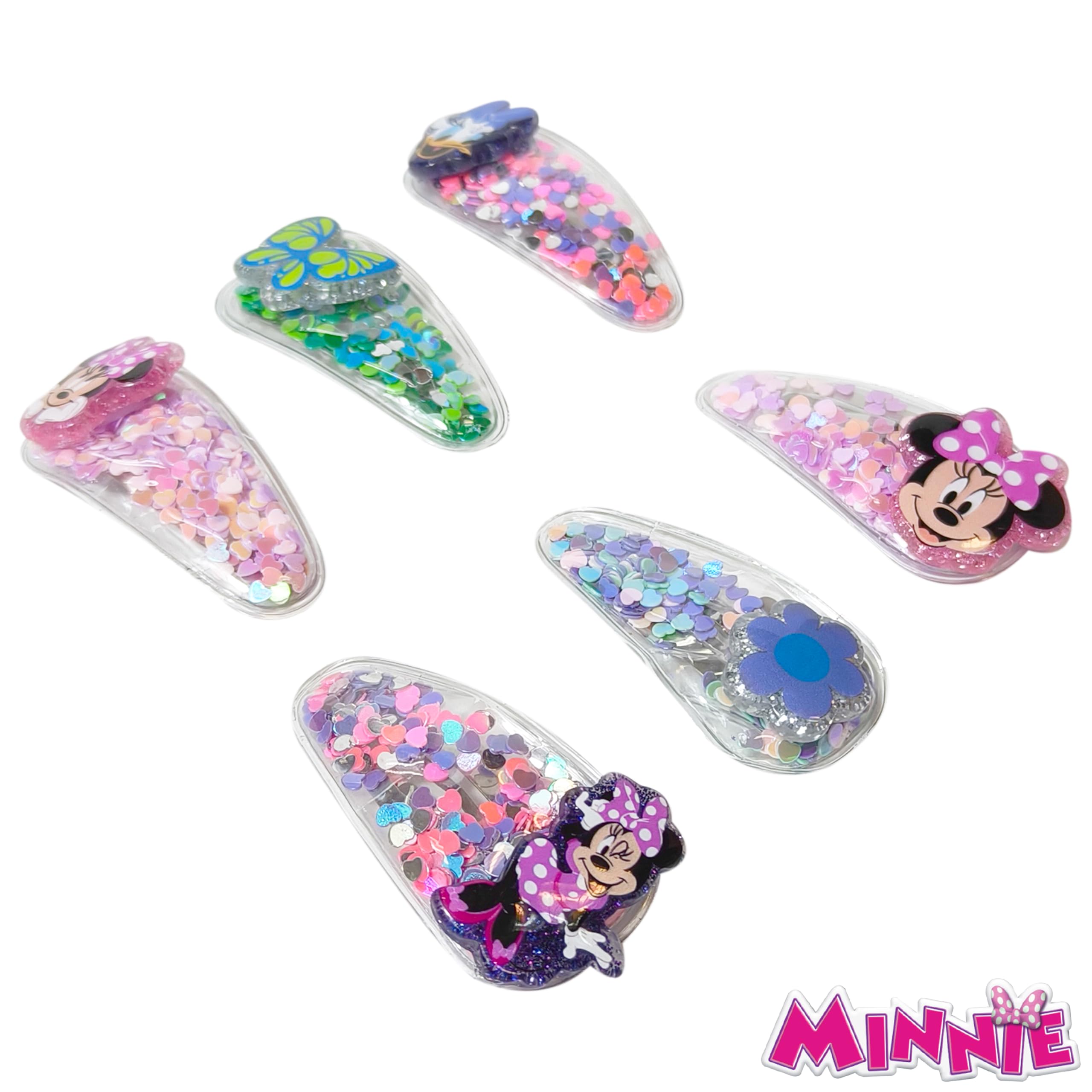 Disney Princess Hair Clips for Girls - 6pc Cute Hair Accessories Set with Character Charms, Magical Confetti Hair Clips for Kids Ages 3+ | Perfect for Birthday Gifts, School Days & Dress Up Play