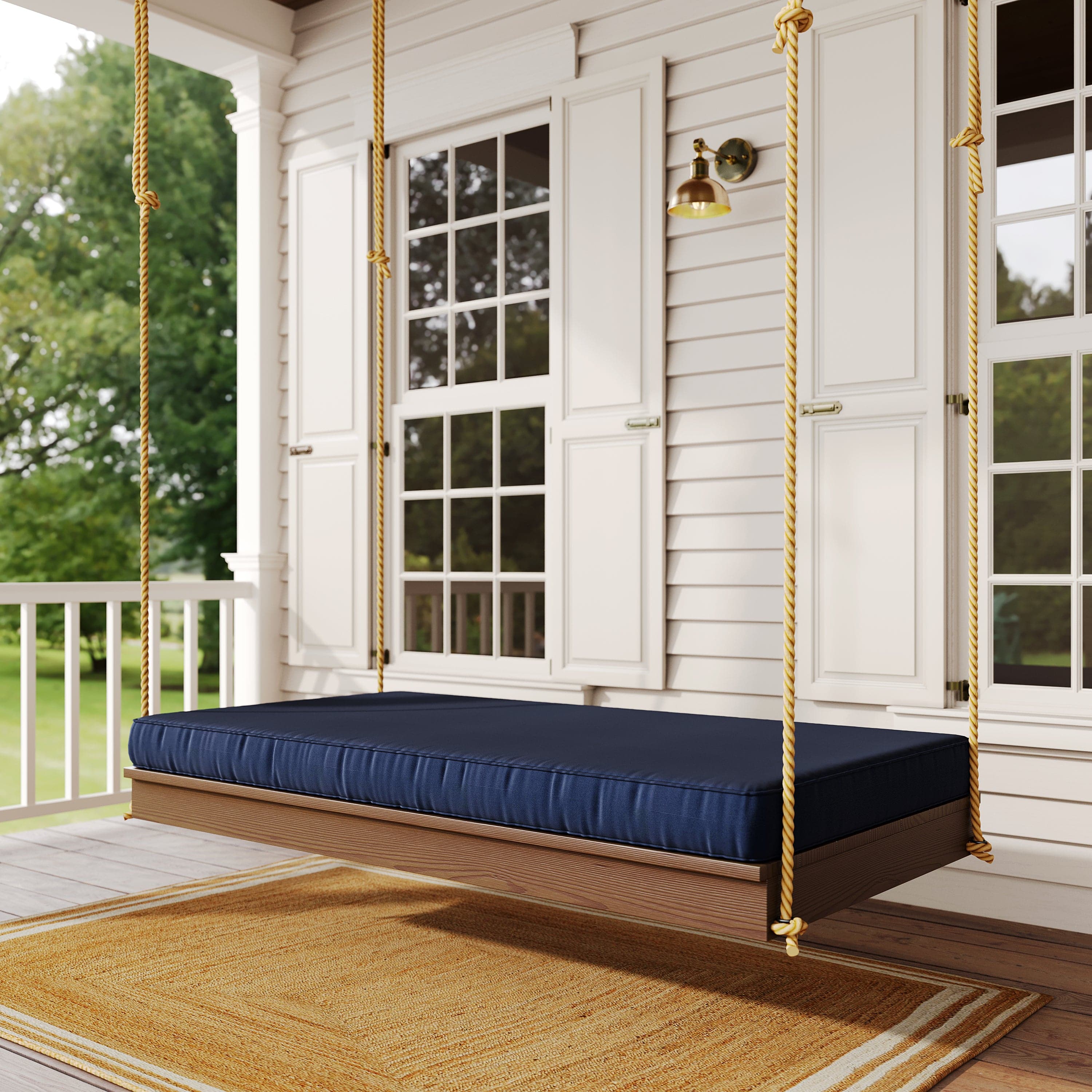 Keystone Amish Co. Laguna Twin Platform Daybed Swing - Sturdy Wooden Outdoor Patio Swing Bed for Porch, Garden, or Backyard Relaxation