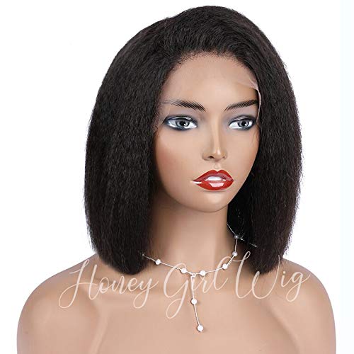 9A Grade 360 Lace Frontal Wig - 150% Density Pre Plucked Kinky Straight Human Hair Wig with Baby Hair | 14