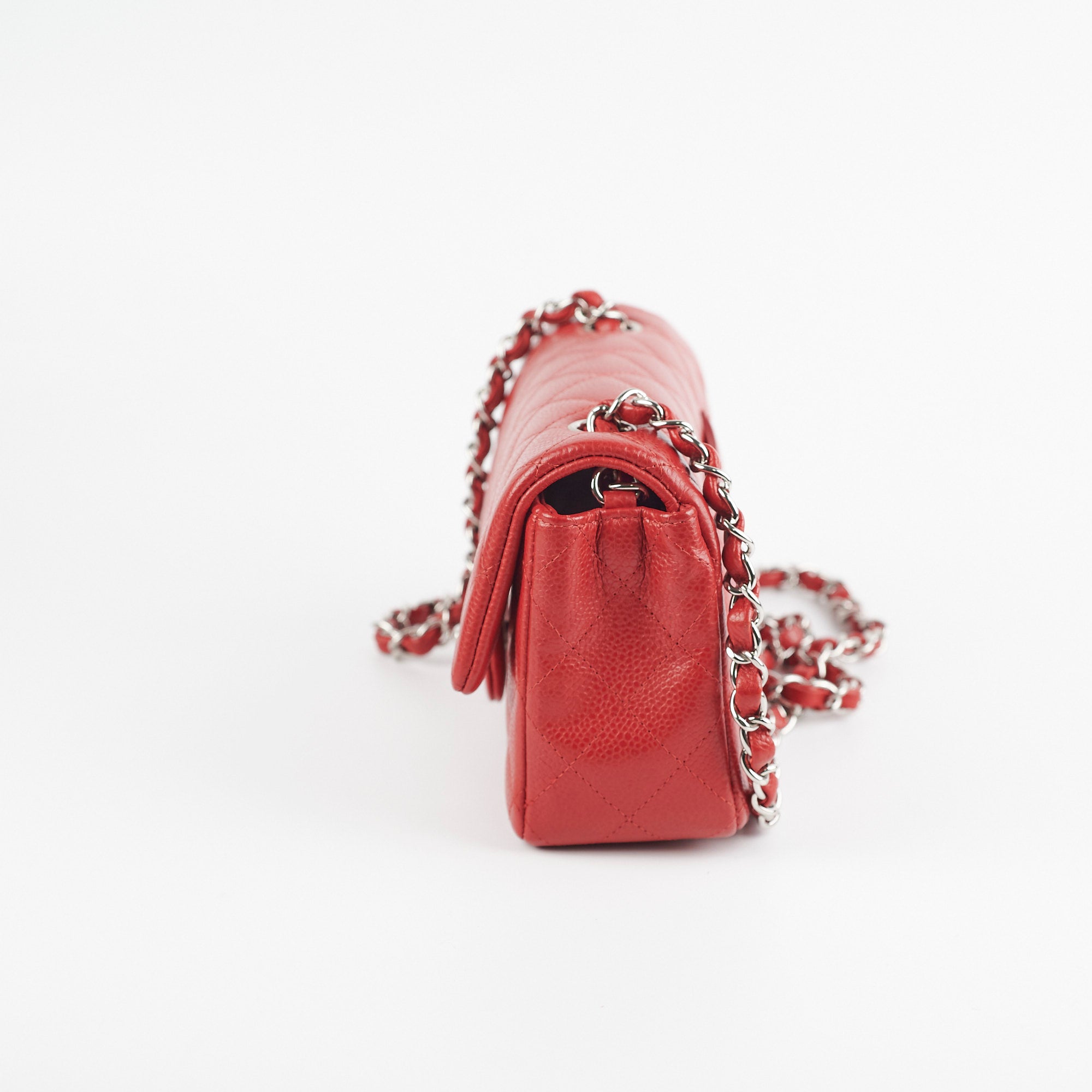 Chanel Mini Rectangular Flap Bag in Red Caviar Leather - Luxury Crossbody Purse for Women, Perfect for Parties & Date Nights
