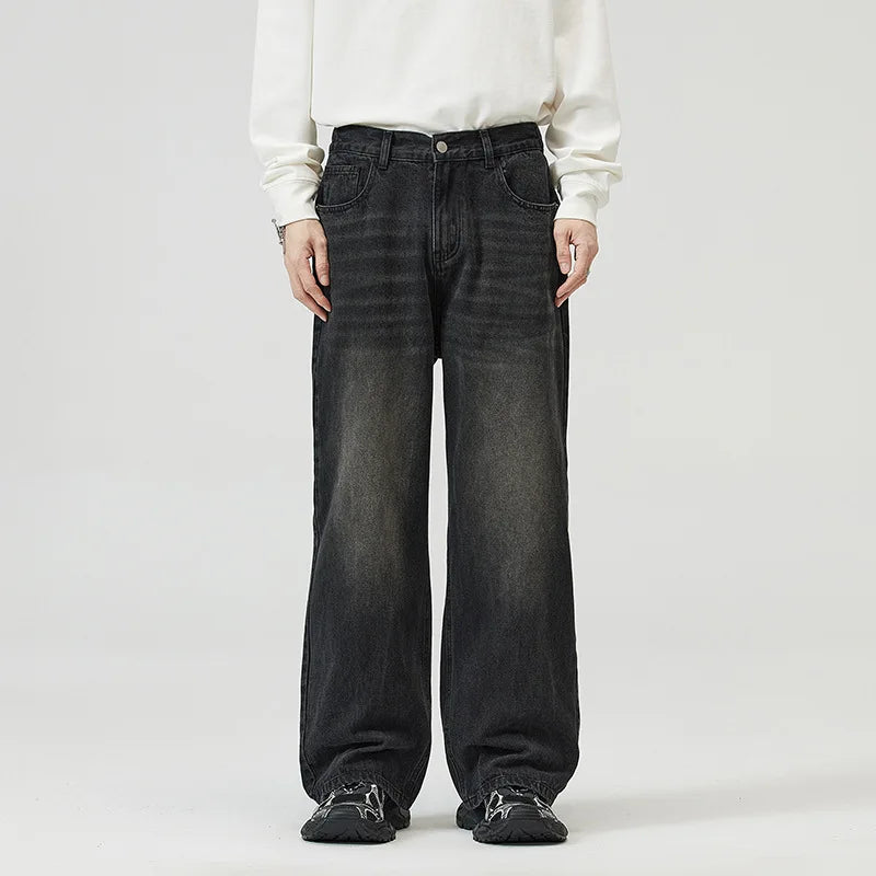 Men's Straight Leg Denim Jeans - Loose Fit Casual Pants for Men, Solid Color American Style Trousers | Spring 2025 Collection | Perfect for Everyday Wear, Office & Weekend Outings (Style 9W1548)