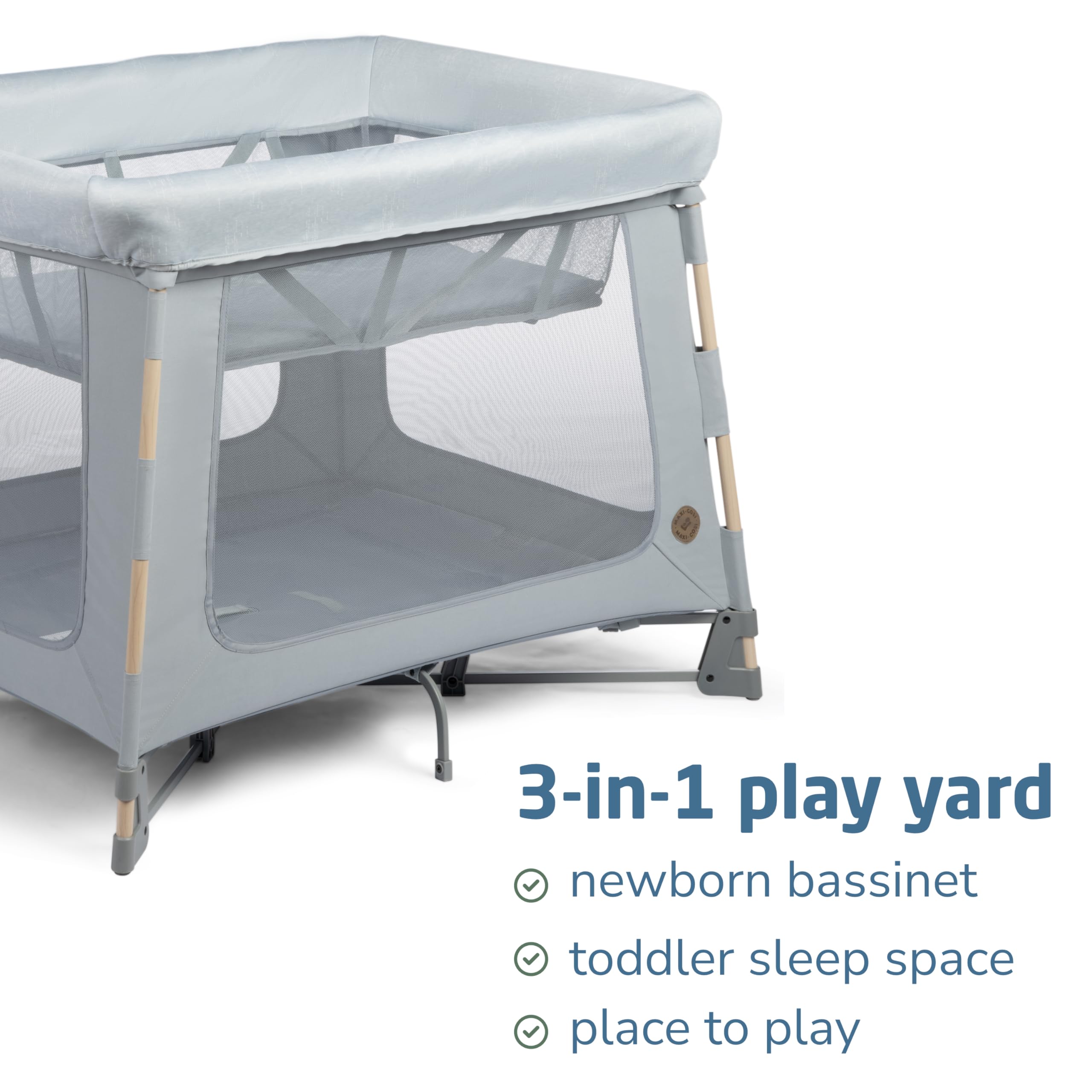 Maxi-Cosi Swift Baby Playpen with Mat - Portable Play Yard with Bassinet for Infants & Toddlers | Safe Indoor/Outdoor Play Space for Home, Travel & Daycare (Classic Slate)