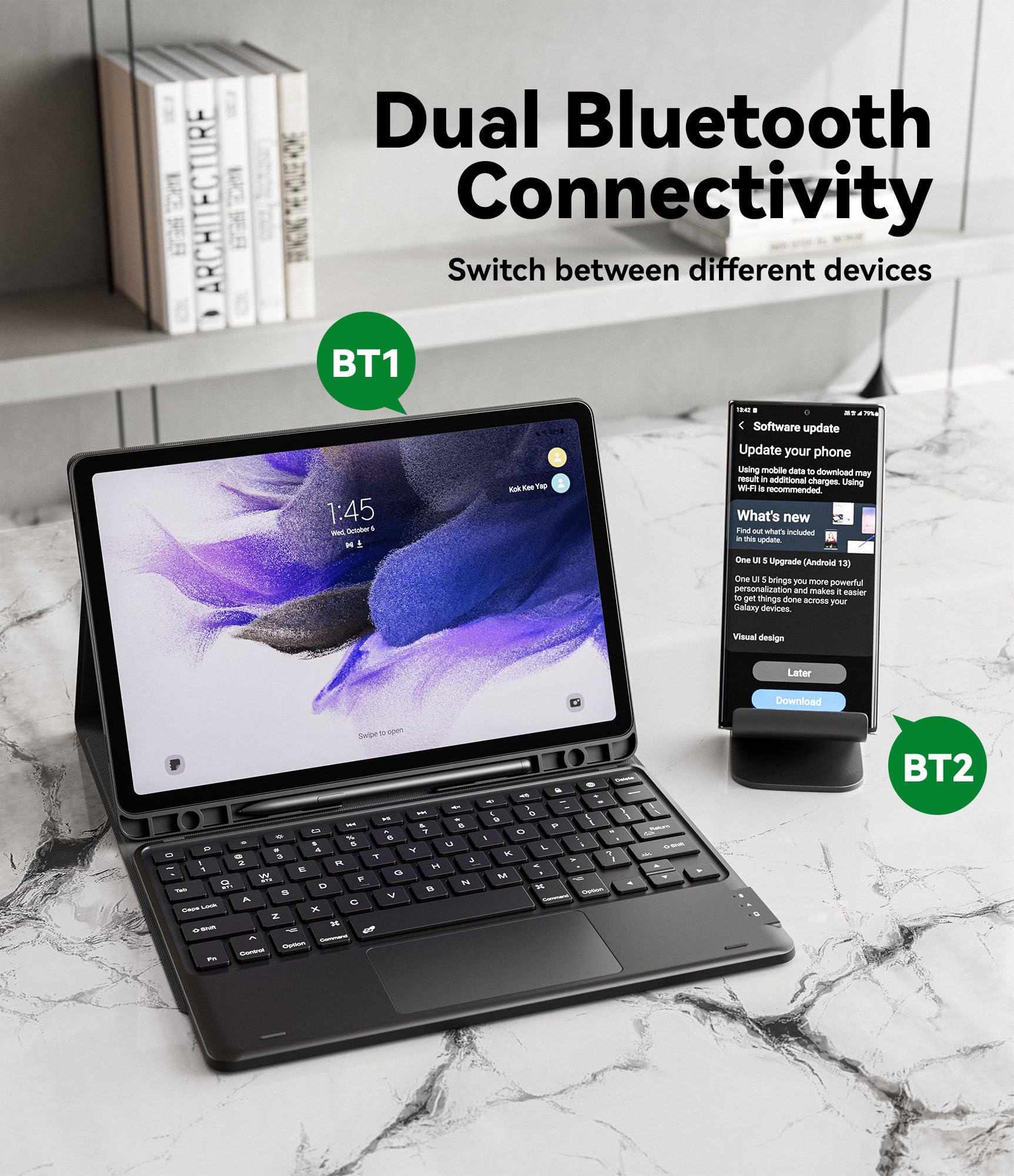 GreenLaw Galaxy Tab S9 FE 5G Keyboard Case with 7-Color Backlit Touchpad & Magnetic Detachable Design | Compatible with Samsung Galaxy Tab S9 FE 10.9