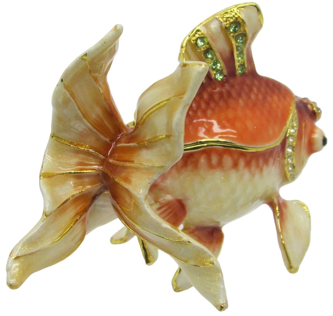 Exquisite Goldfish Jeweled Trinket Box with Genuine Austrian Crystals - Perfect for Jewelry Storage, Gift Giving & Home Decor