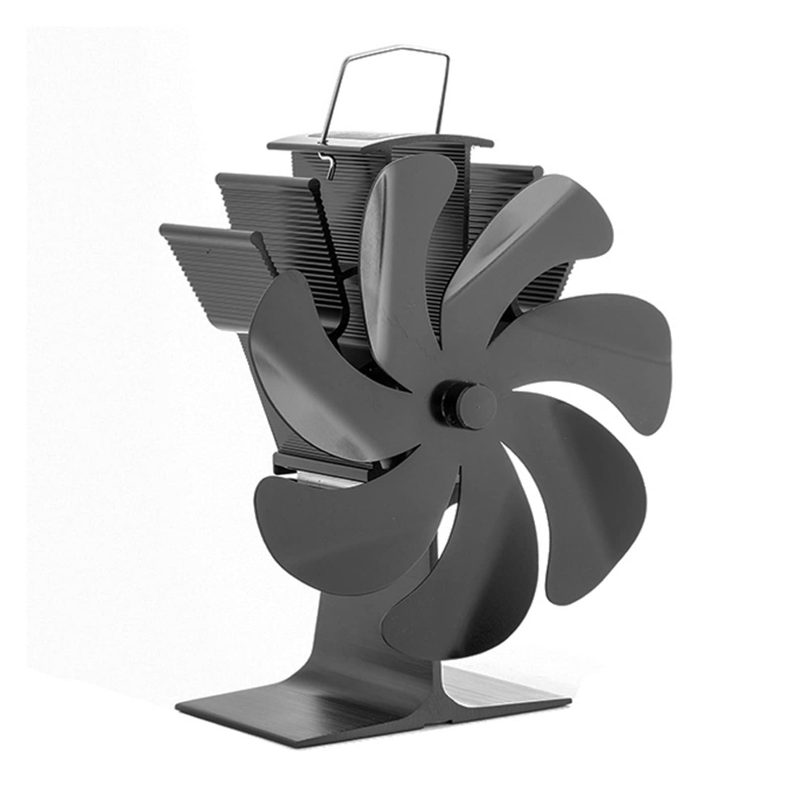 **SYXYSM Black 7-Blade Heat Powered Stove Fan - Eco-Friendly, Quiet Wood Burner Fan for Efficient Heat Distribution in Home - Perfect for Fireplaces, Wood Stoves & Off-Grid Heating (Color: Black)**