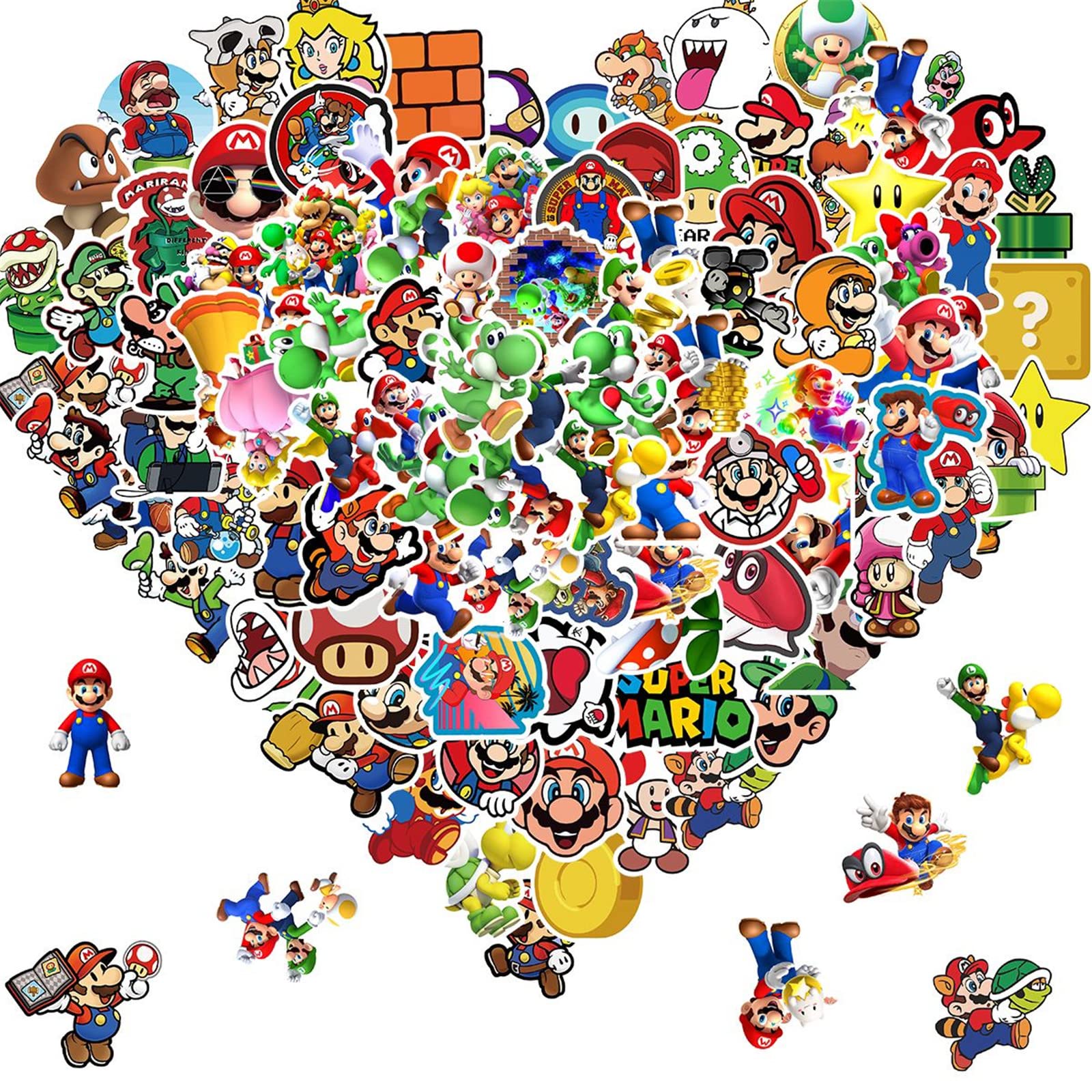 100Pcs Super Mario Bros Movie Stickers Pack - Waterproof Vinyl Decals for Kids, Teens & Adults - Cute Cartoon Game Character Stickers for Water Bottles, Laptops, Luggage & DIY Crafts - Perfect for School, Office & Party Decorations