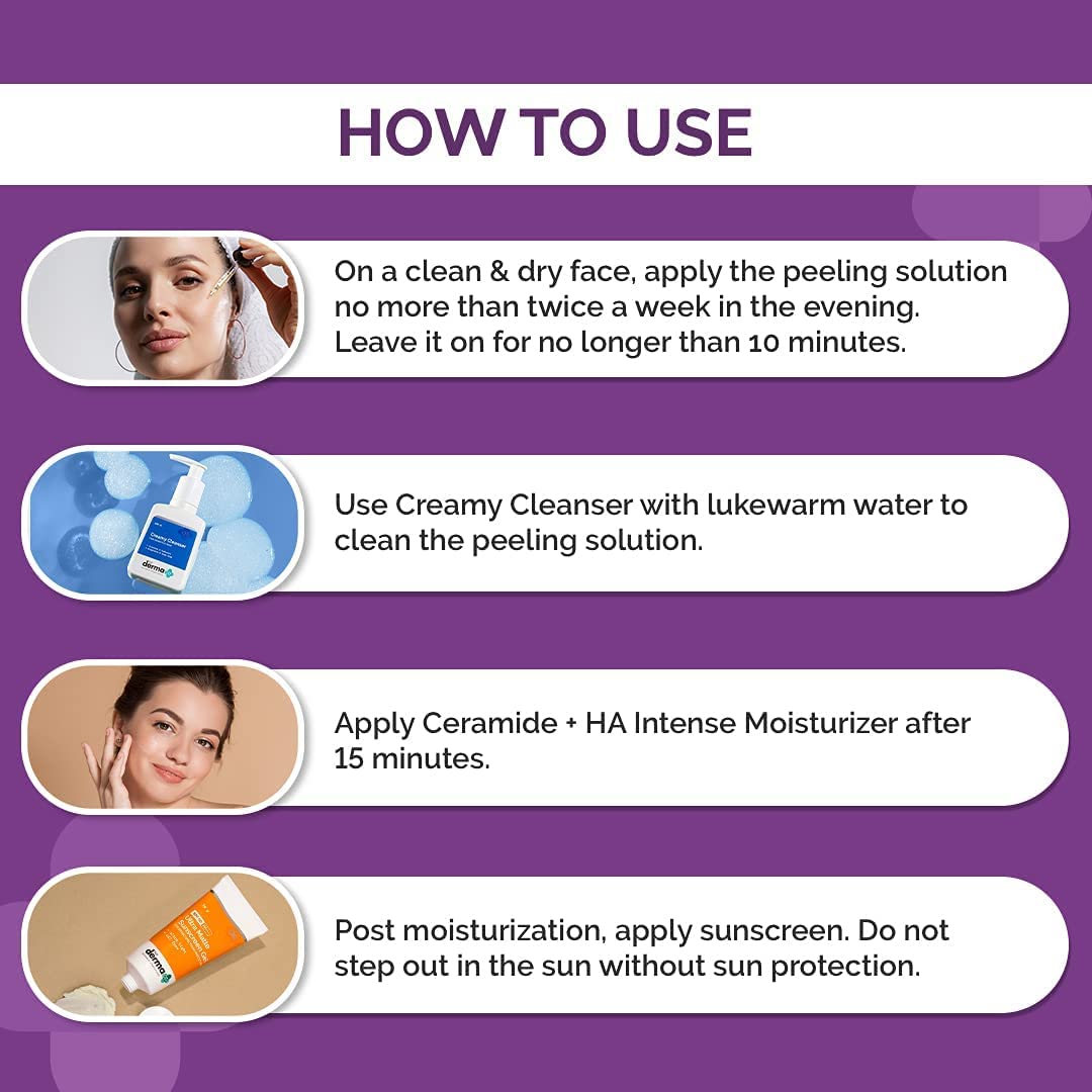 The Derma Co 15% AHA + 1% BHA Exfoliating Face Peel Solution - Gentle Weekly Chemical Exfoliator for Beginners, Brightens Skin & Removes Impurities - 30ml | Perfect for Acne-Prone & Dull Skin Treatment