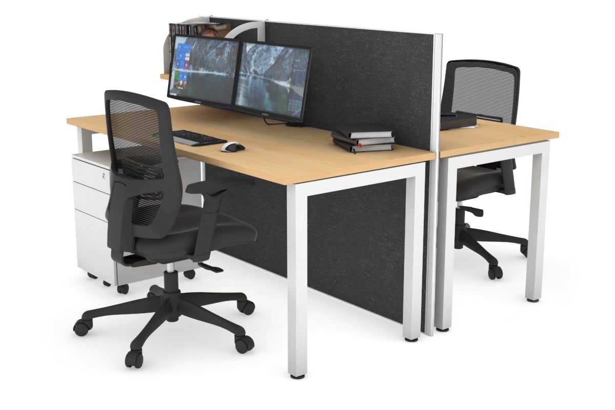 Horizon Quadro 2-Person Office Workstation Bench with Square Legs - 1400L x 700W Dimensions - Perfect for Collaborative Workspaces, Home Offices & Conference Rooms