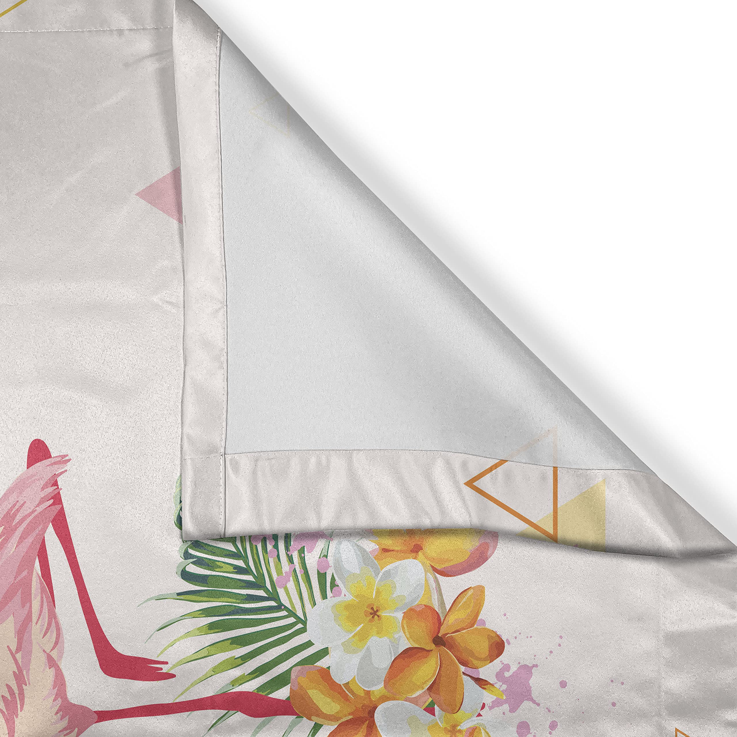 Ambesonne Flamingo Kitchen Curtains - Tropical Floral Pineapple & Banana Print Retro Window Drapes, 2 Panel Set for Kitchen & Cafe Decor, 55
