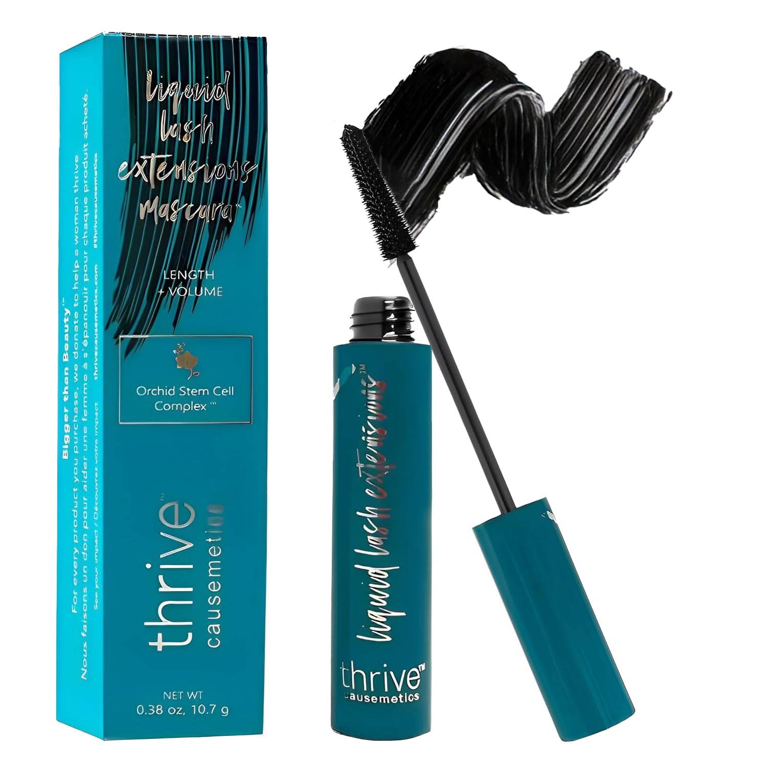 Thrive Mascara Liquid Lash Extensions - Waterproof Volumizing Mascara for Thick & Long Lashes, No Clumping, Rich Black (0.38 oz) - All Day Wear for Work, Date Night & Special Occasions