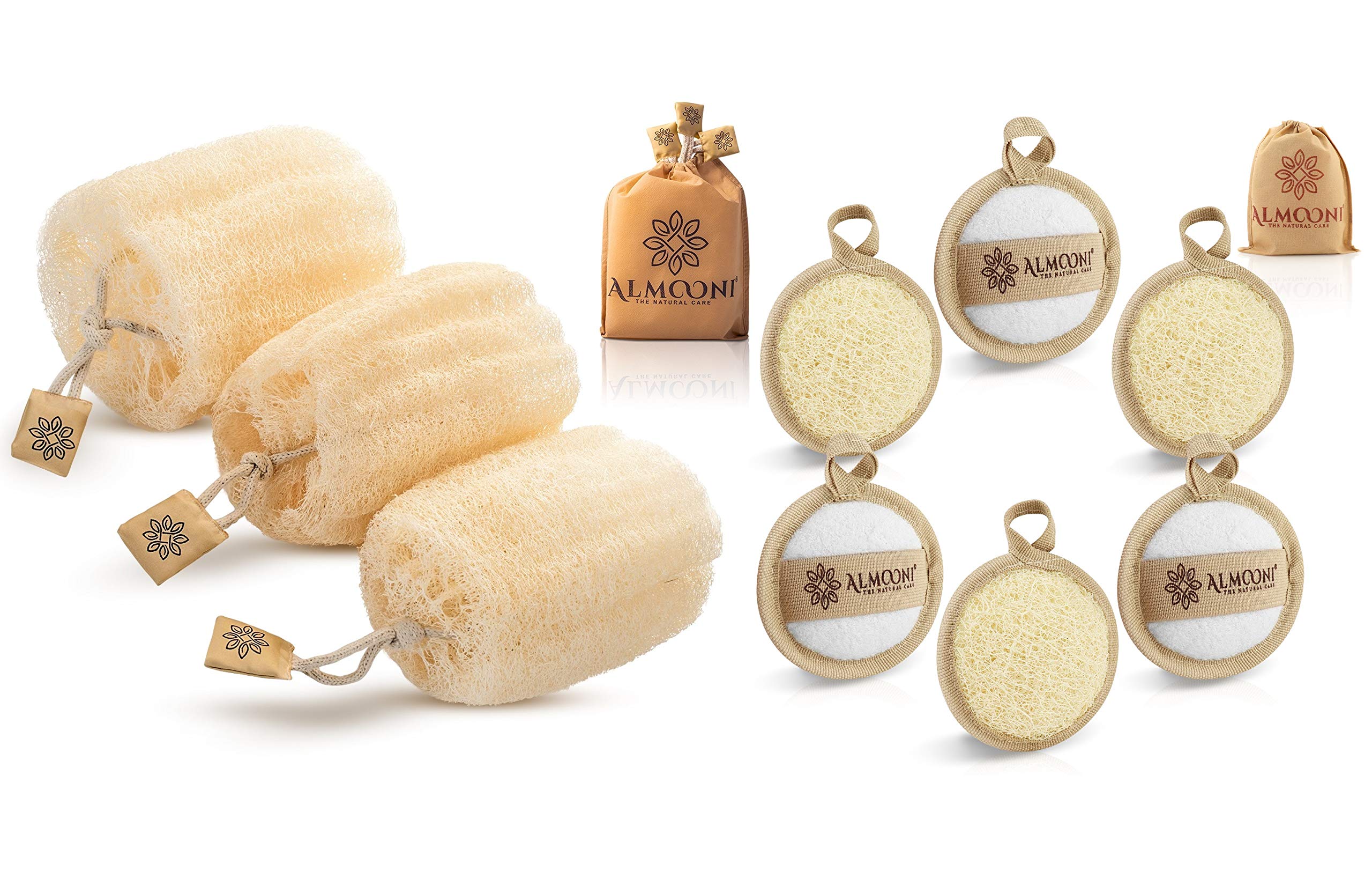 **Premium Natural Egyptian Loofah Sponge - Exfoliating Body Scrubber & Facial Loofah for Smooth, Radiant Skin | 3-Pack for Shower, Spa & Skincare Routine**
