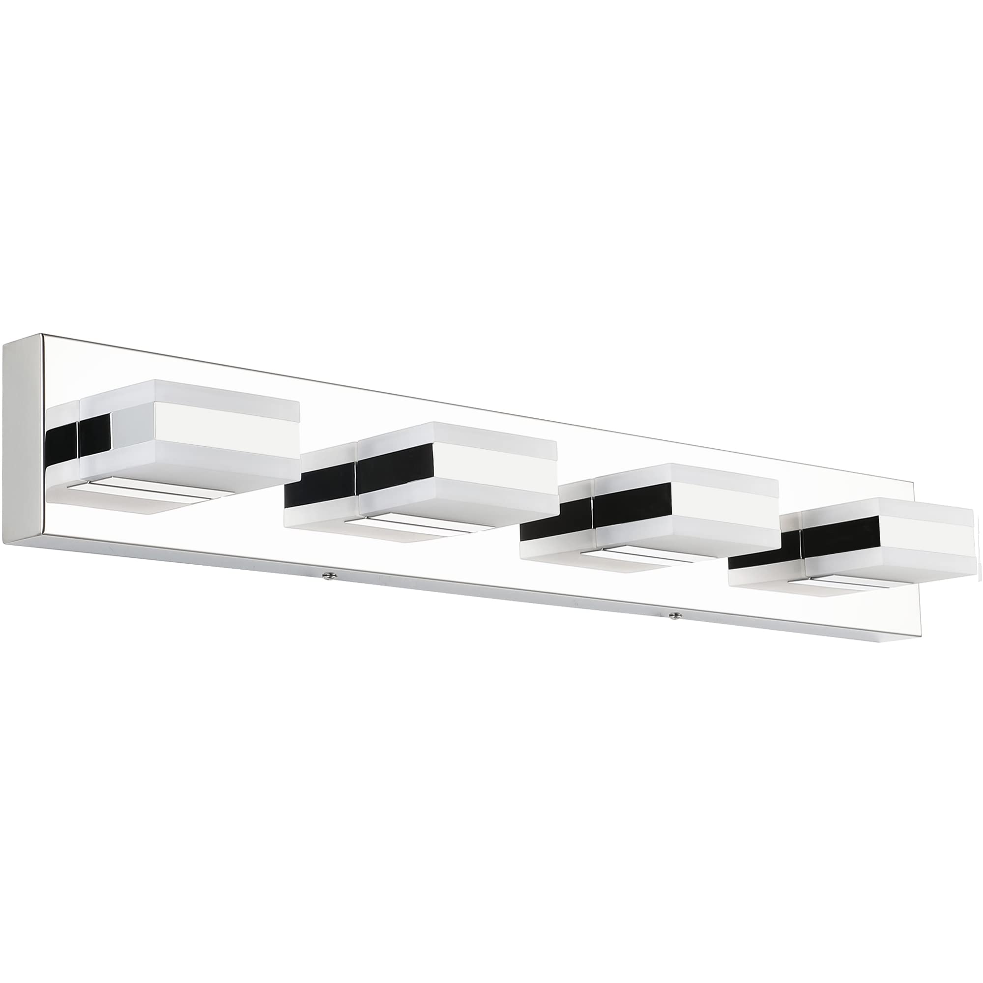 Dimmable LED Vanity Lights for Bathroom - Modern Chrome Finish with Acrylic Diffuser - 4-Light Wall Mount Mirror Lighting (S8568) - Perfect for Bathroom Makeup & Shaving Areas