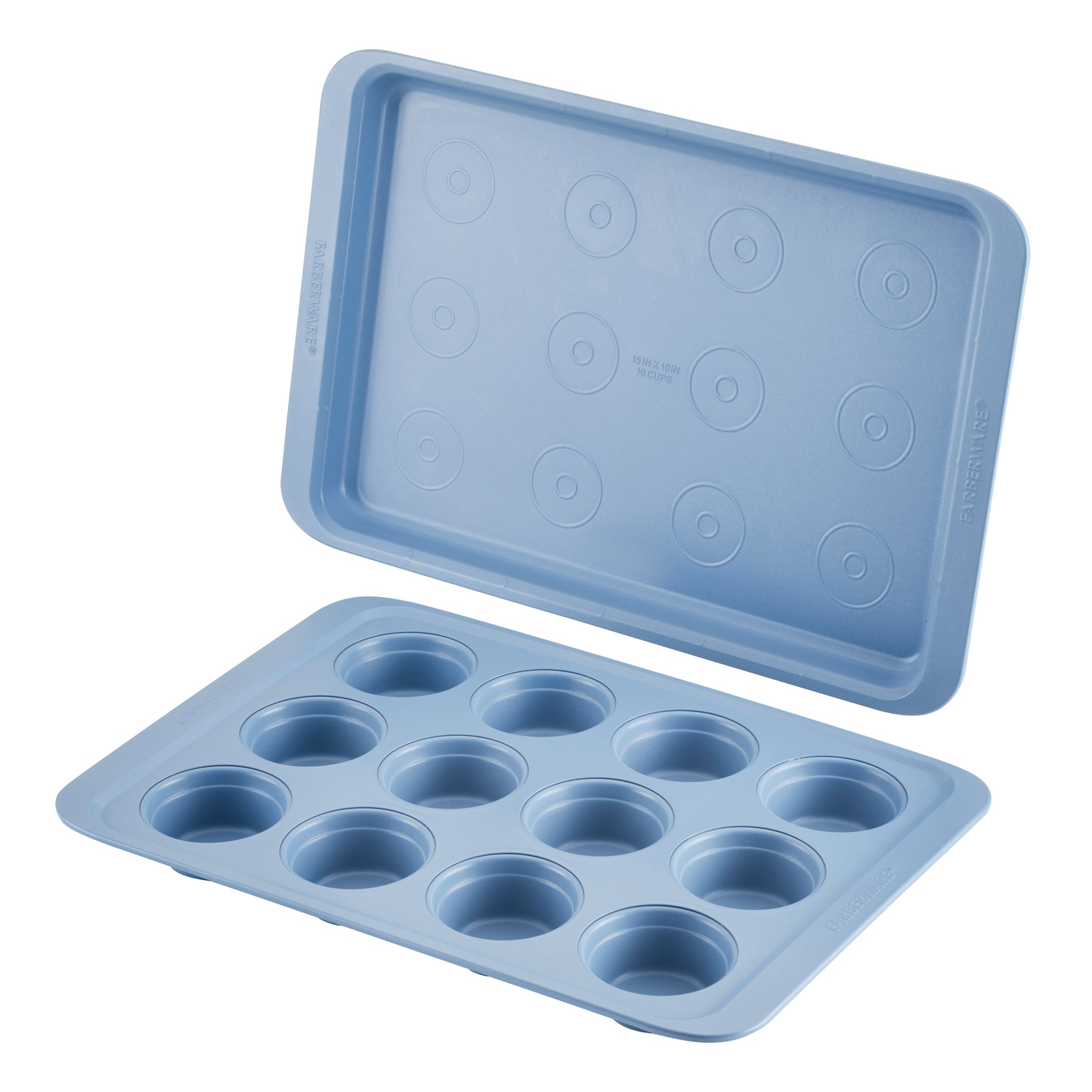Non-Stick 2-Piece Baking Sheet & Muffin Pan Set - Heavy Duty Cookie Sheet & Cupcake Tray for Baking, Roasting, Meal Prep - Perfect for Home Kitchen, Parties, and Holiday Cooking
