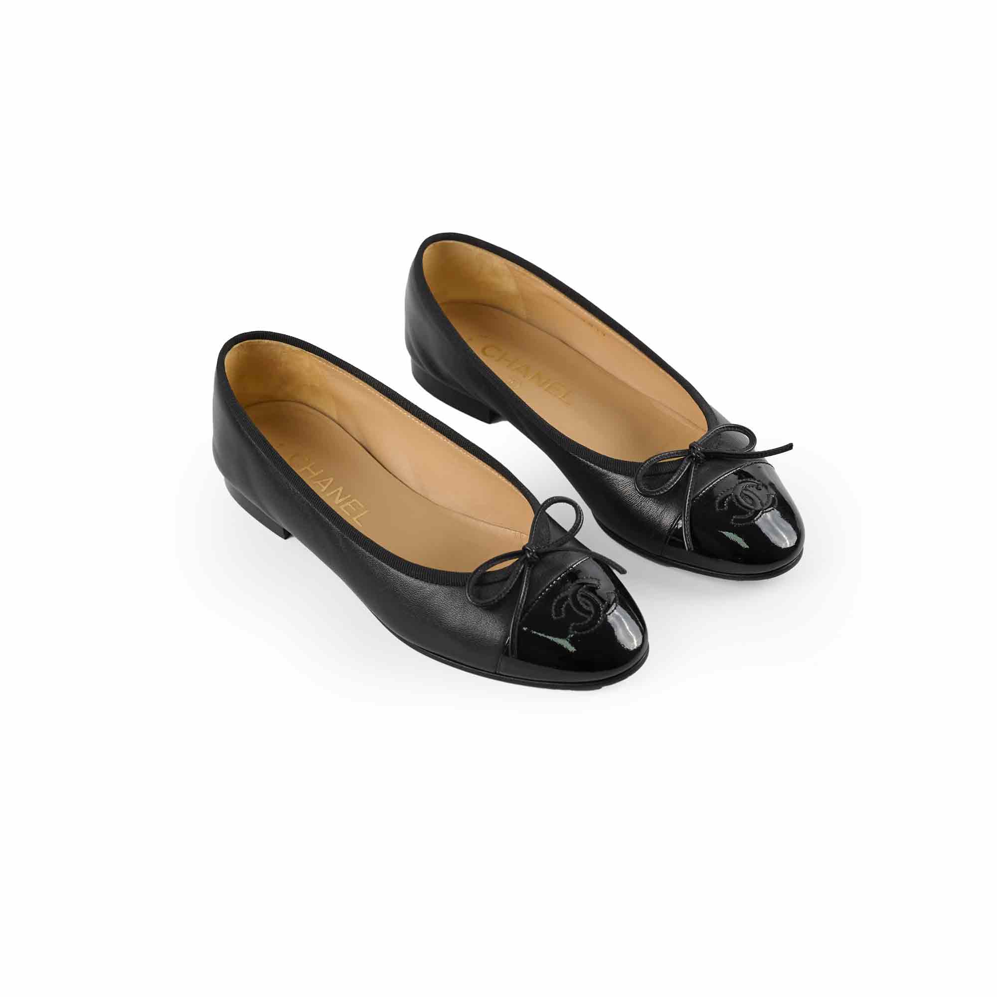 Chanel Lambskin Leather Ballet Flats for Women - Black Size 36.5 EU | Classic Comfortable Luxury Flats for Work, Travel & Everyday Wear