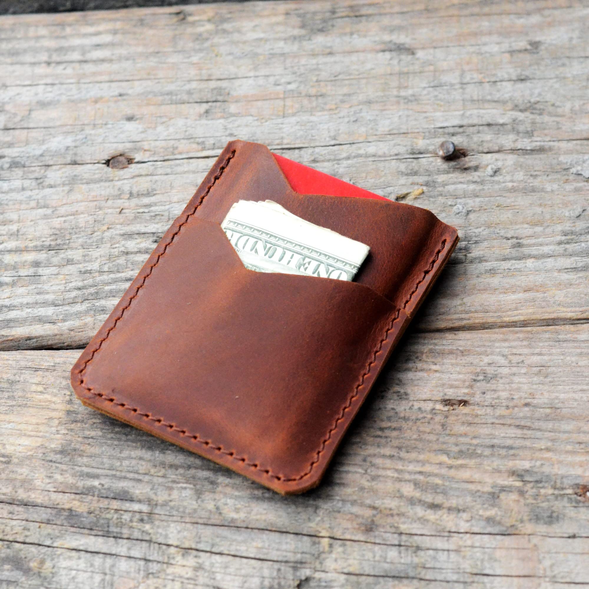 JJNUSA Slim Front Pocket Card Holder for Men & Women - Minimalist Leather Wallet with RFID Protection - Distressed Brown Genuine Leather - Perfect for Travel, Business & Everyday Use (Brown)