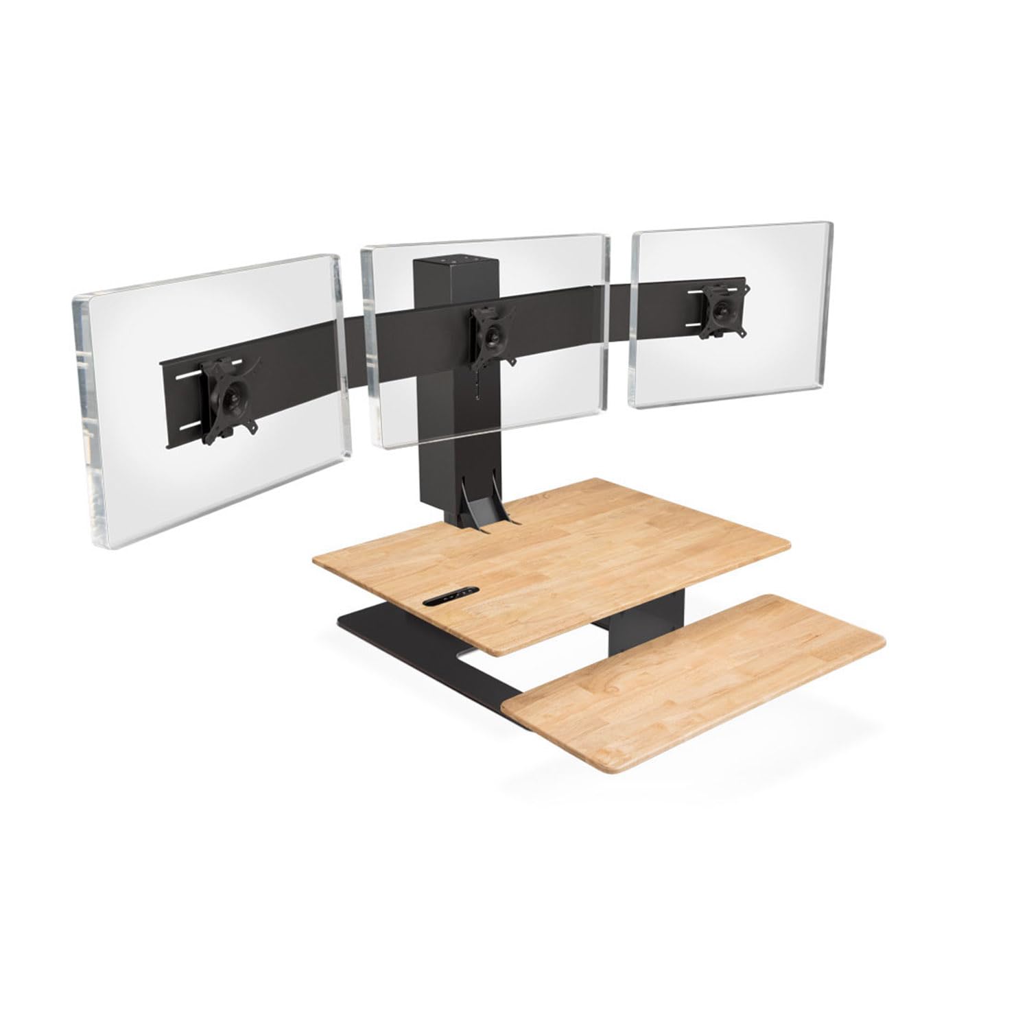 Uplift Desk - E7 Electric Standing Desk Converter with Black Base & Natural Rubberwood Worksurface - Triple Monitor Setup for Home & Office Workspace | Ergonomic Standing Desk Solution for Productivity & Comfort