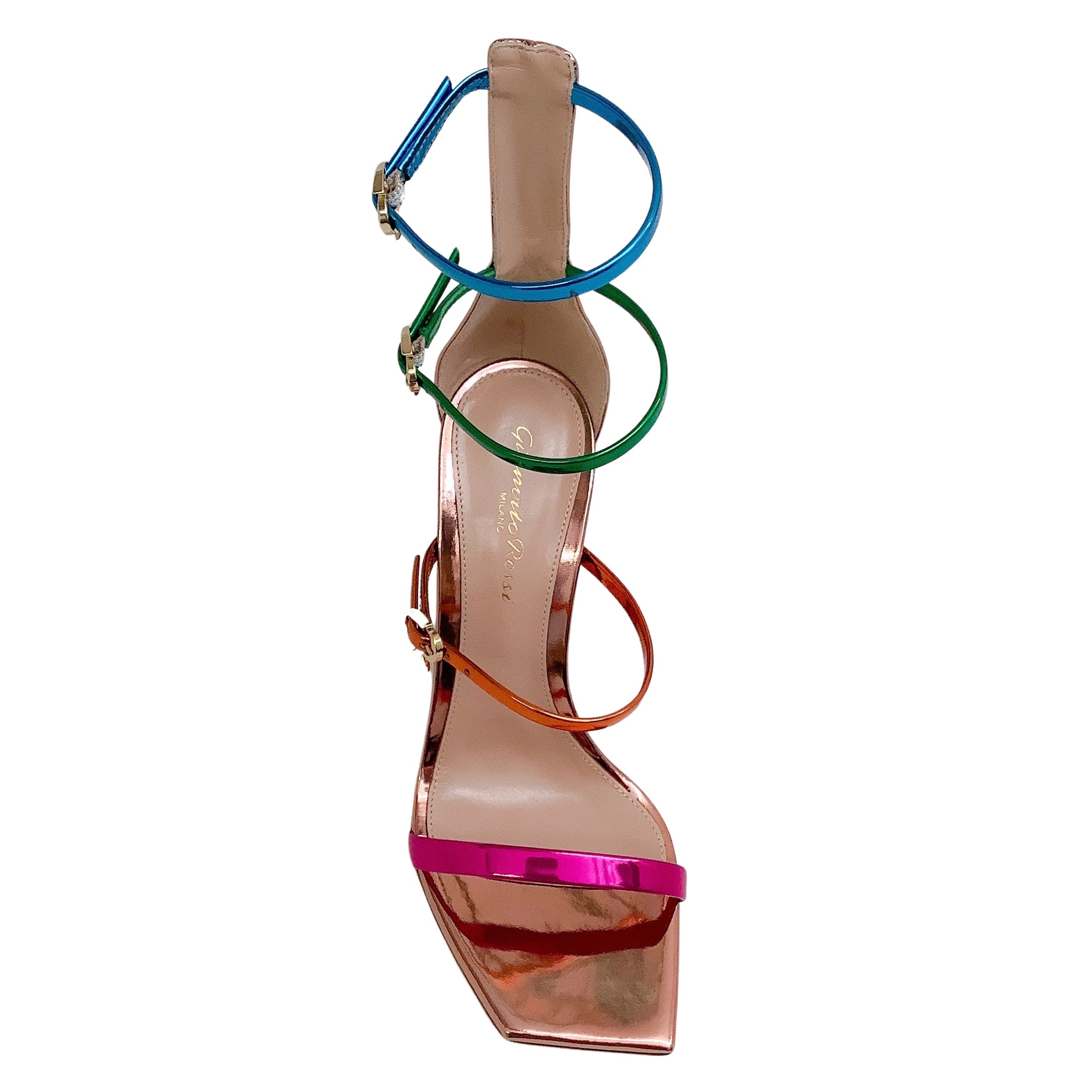 Gianvito Rossi Multi Metallic Ribbon Uptown Sandals - Women's Luxury Dressy Heeled Sandals for Evening Parties & Weddings