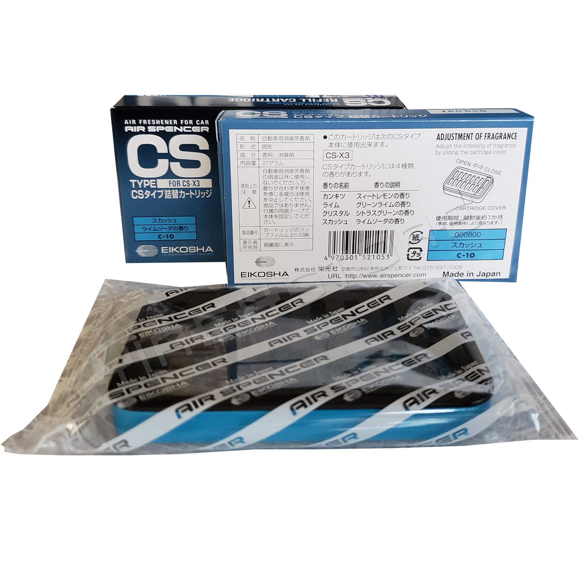 CS-X3 Squash Air Spencer Refill - 2 Pack JDM Car Air Freshener for Fresh & Long-Lasting Fragrance - Perfect for Cars, Offices, and Small Spaces