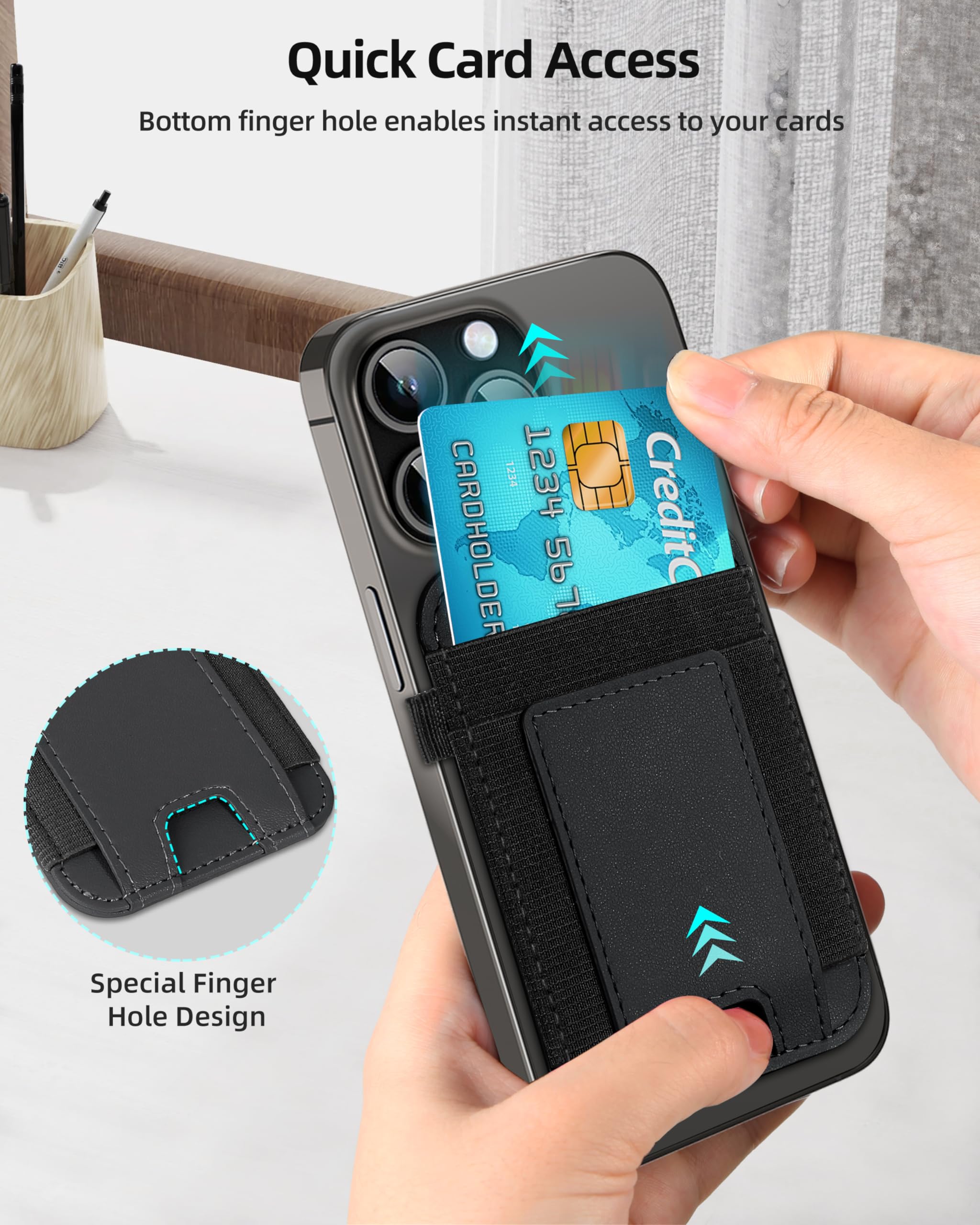 Magnetic Wallet for iPhone 16/15/14/13/12 Series - Slim Vegan Leather Magsafe Card Holder with Strong Magnet (Holds 7 Cards, 2 Slots) - Perfect for Everyday Use, Travel & Contactless Payments