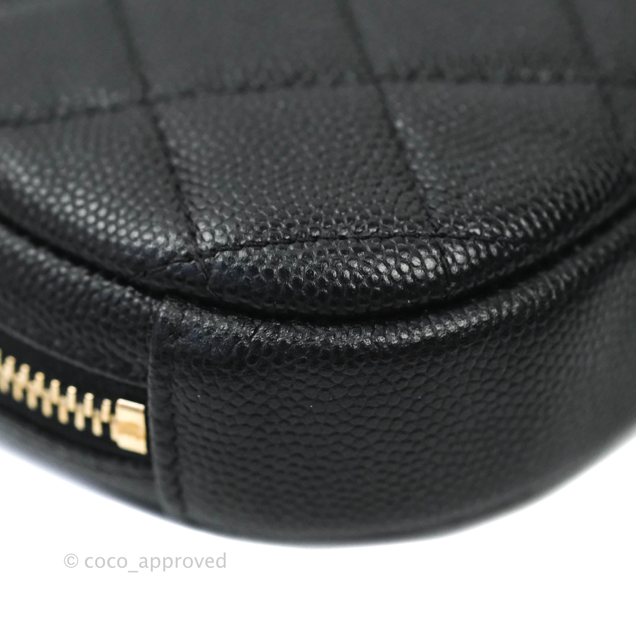 Chanel CC Round Coin Purse in Black Caviar Leather with Gold Hardware - Luxury Wallet for Women, Perfect for Parties & Evening Events