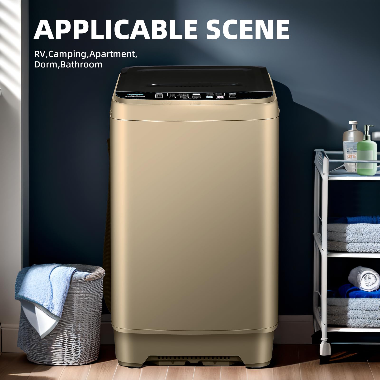 AYCLIF 17.7 lbs Full Automatic Washing Machine with Drain Pump - 10 Wash Programs & 8 Water Levels - Compact Apartment Washer for Dorm, RV, Small Spaces (21
