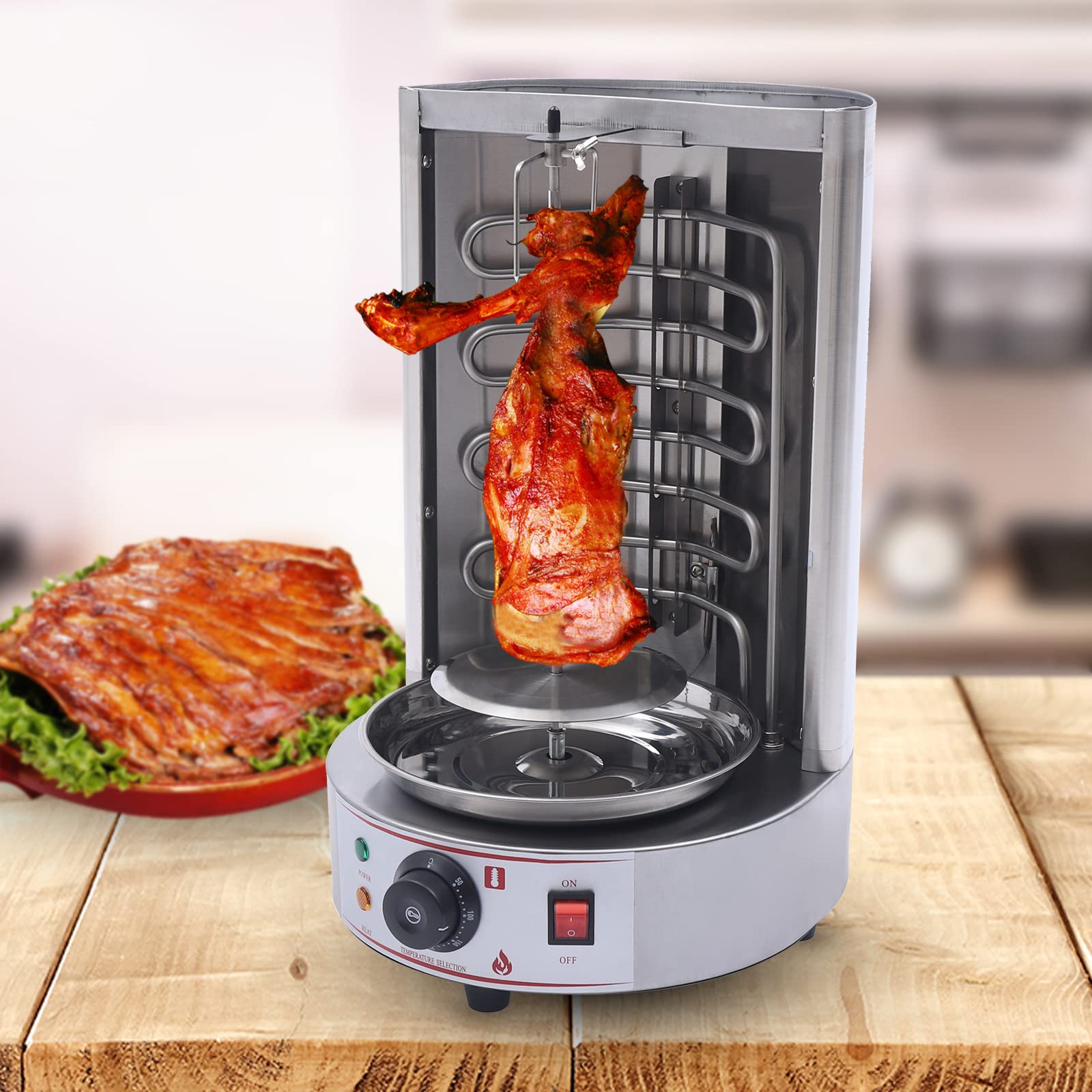 DNYSYSJ Commercial Vertical Shawarma Rotisserie Grill Machine - 3000W Electric Kebab Doner Broiler for Chicken & Beef - Stainless Steel Propane Gas Grill for Restaurants & Home Use (110V) - Perfect for Mediterranean, Middle Eastern Cuisine & Food Trucks