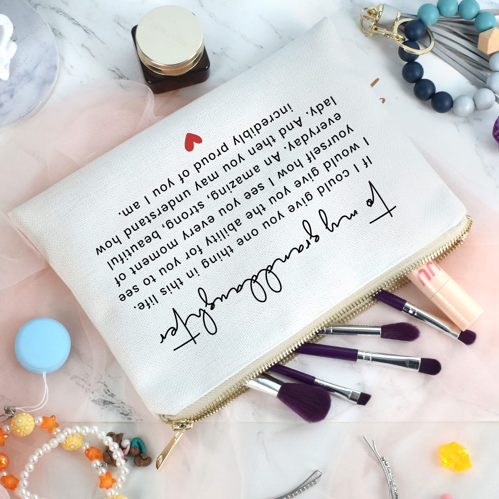 Personalized Makeup Bag Gift for Granddaughter - Perfect for Graduation, Birthday & Wedding | Cosmetic Organizer Pouch for Teens & Women | Ideal Gift from Grandmother