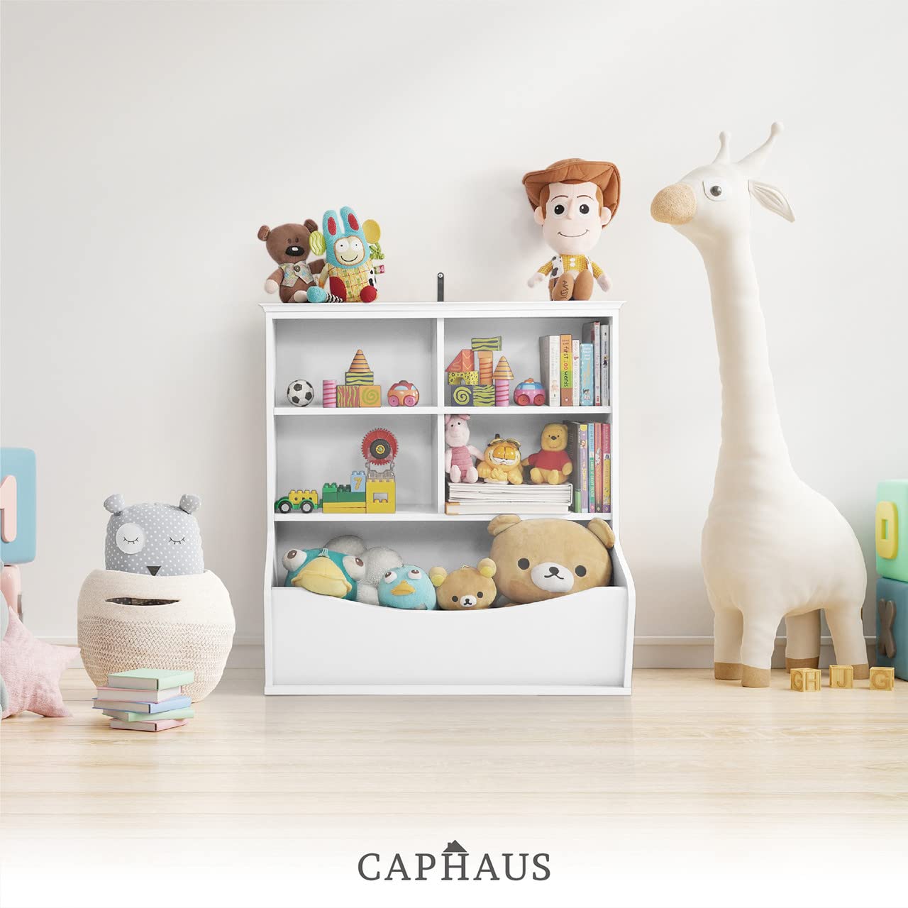 CAPHAUS Kids' Storage Organizer - 6-Cube Open Shelf Bookcase for Toys, Books & Clothes | Nursery, Playroom & Closet Organization Solution | Durable Multifunctional Storage Cabinet for Home & Classroom Use