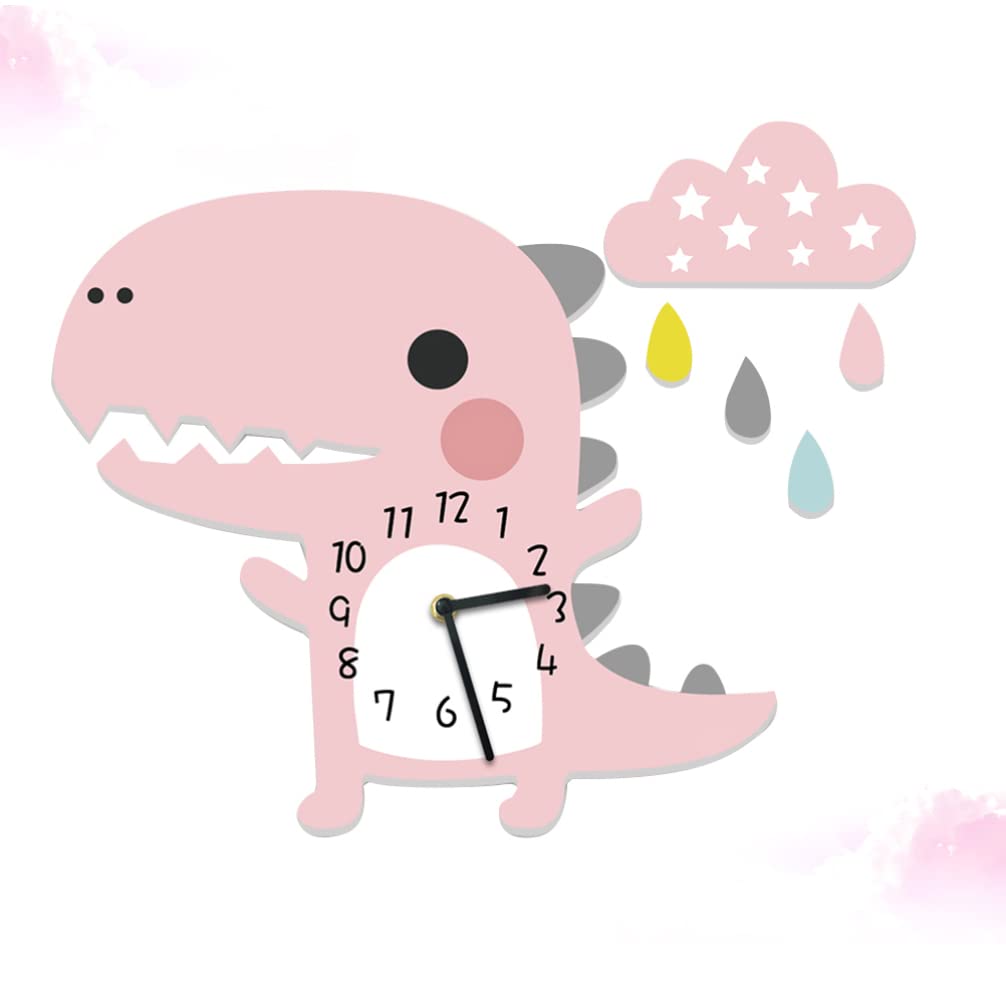 Pink Cartoon Silent Wall Clock - Battery-Free Decorative Clock for Kids Room, Nursery, Bedroom - Perfect for Home Decor, Gifts & Quiet Spaces