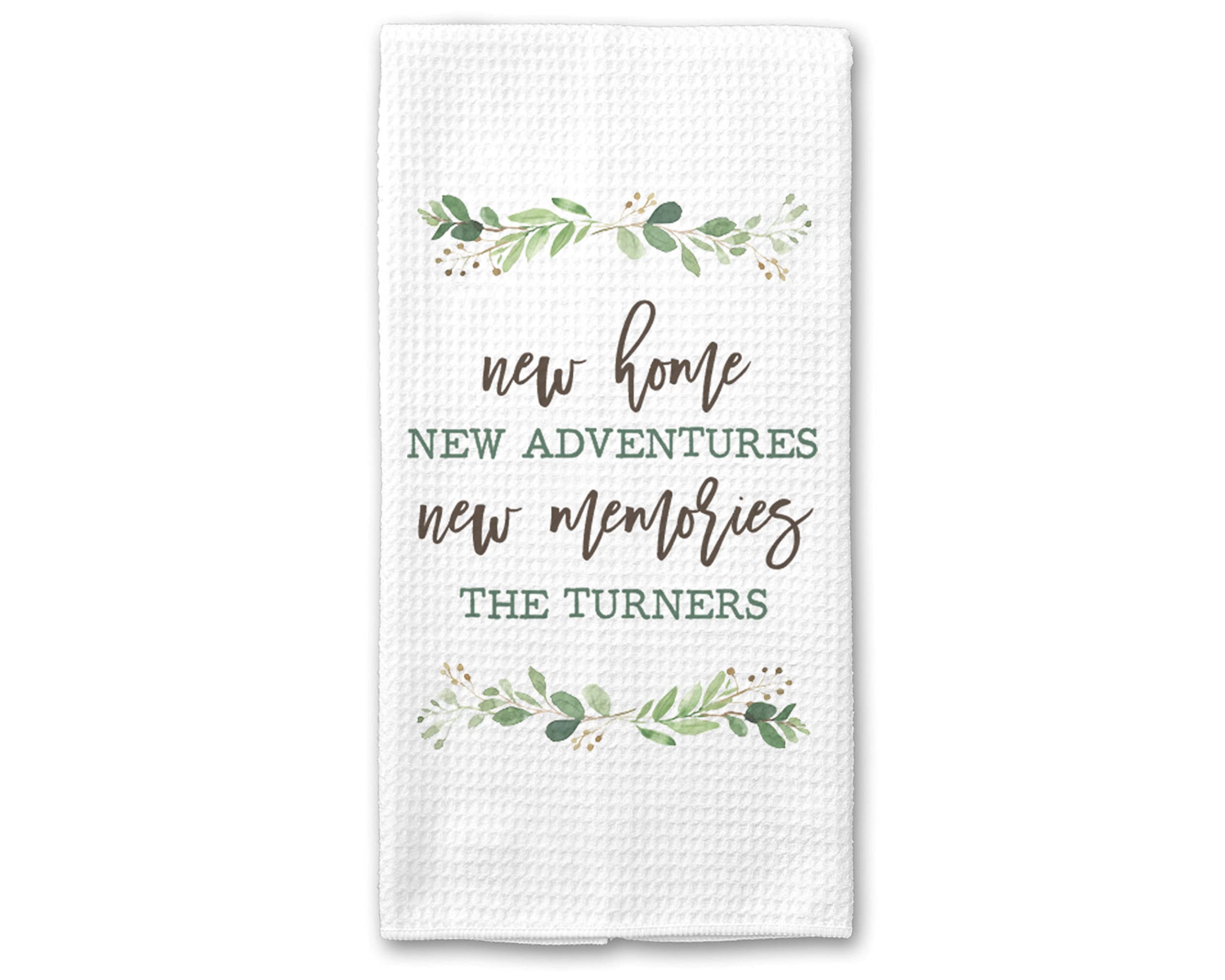 Personalized Custom Waffle Weave Dish Towel - Housewarming & Wedding Gift - Eco-Friendly Eucalyptus Kitchen Towel for New Home Memories - Perfect for Kitchen, Dining & Hostess Gifts
