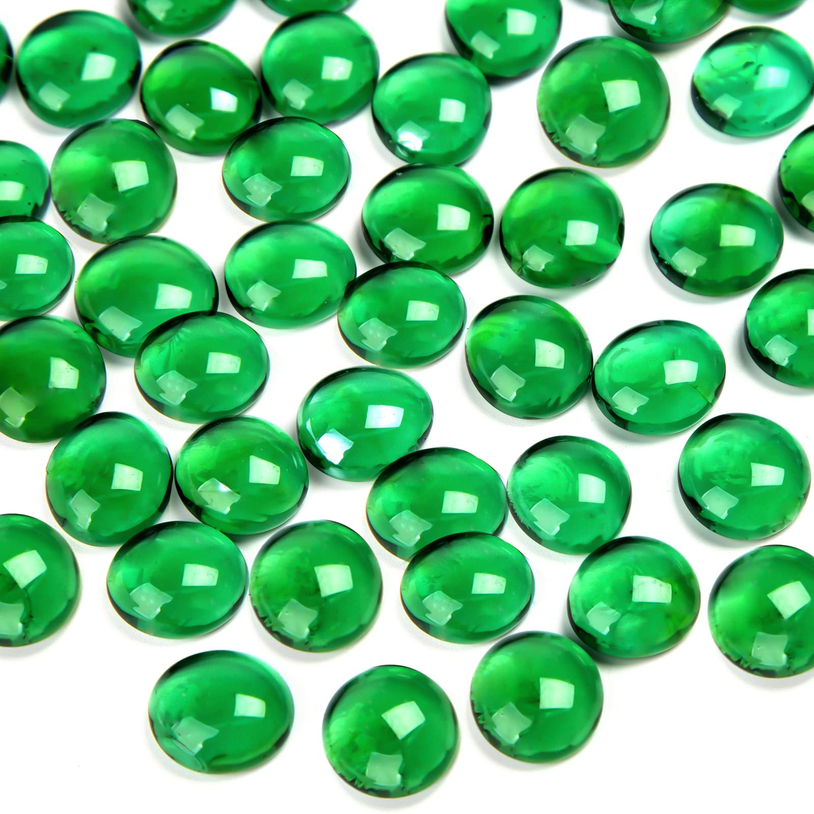 Premium 1LB Green Flat Glass Marbles - Colored Gems for Fish Bowls, Vases & Aquariums | Decorative Mosaic Pebbles, Smooth Floral Stones for Home Decor, DIY Crafts & Wedding Centerpieces
