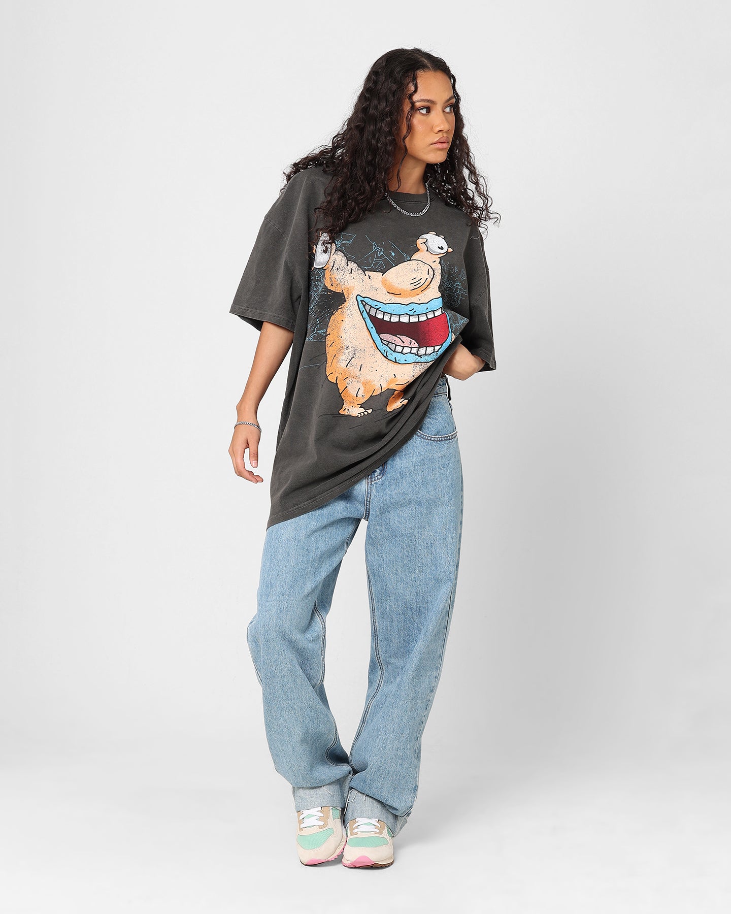 American Thrift X Aaahh!!! Real Monsters Krum Heavyweight Vintage T-Shirt - Black Wash | 90s Cartoon Tee for Men & Women | Perfect for Casual Wear, Halloween Costumes & Retro Fashion Lovers