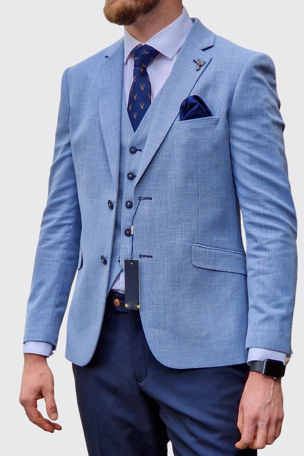 Cavani Miami Men's Sky Blue Blazer - Slim Fit Lightweight Sport Coat for Business Casual & Wedding - Perfect for Office, Parties & Formal Events