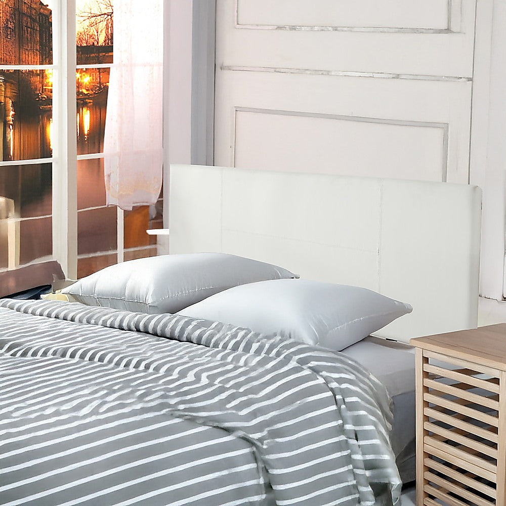 Queen Size PU Leather Bed Headboard - Modern Upholstered White Bed Frame Headboard for Bedroom Decor, Home Styling & Comfortable Back Support