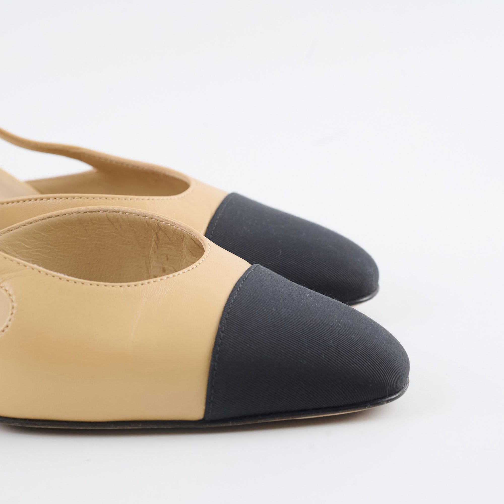 Chanel Beige Slingback Pumps Size 37.5 - Classic Heels for Women | Perfect for Office, Wedding & Evening Events