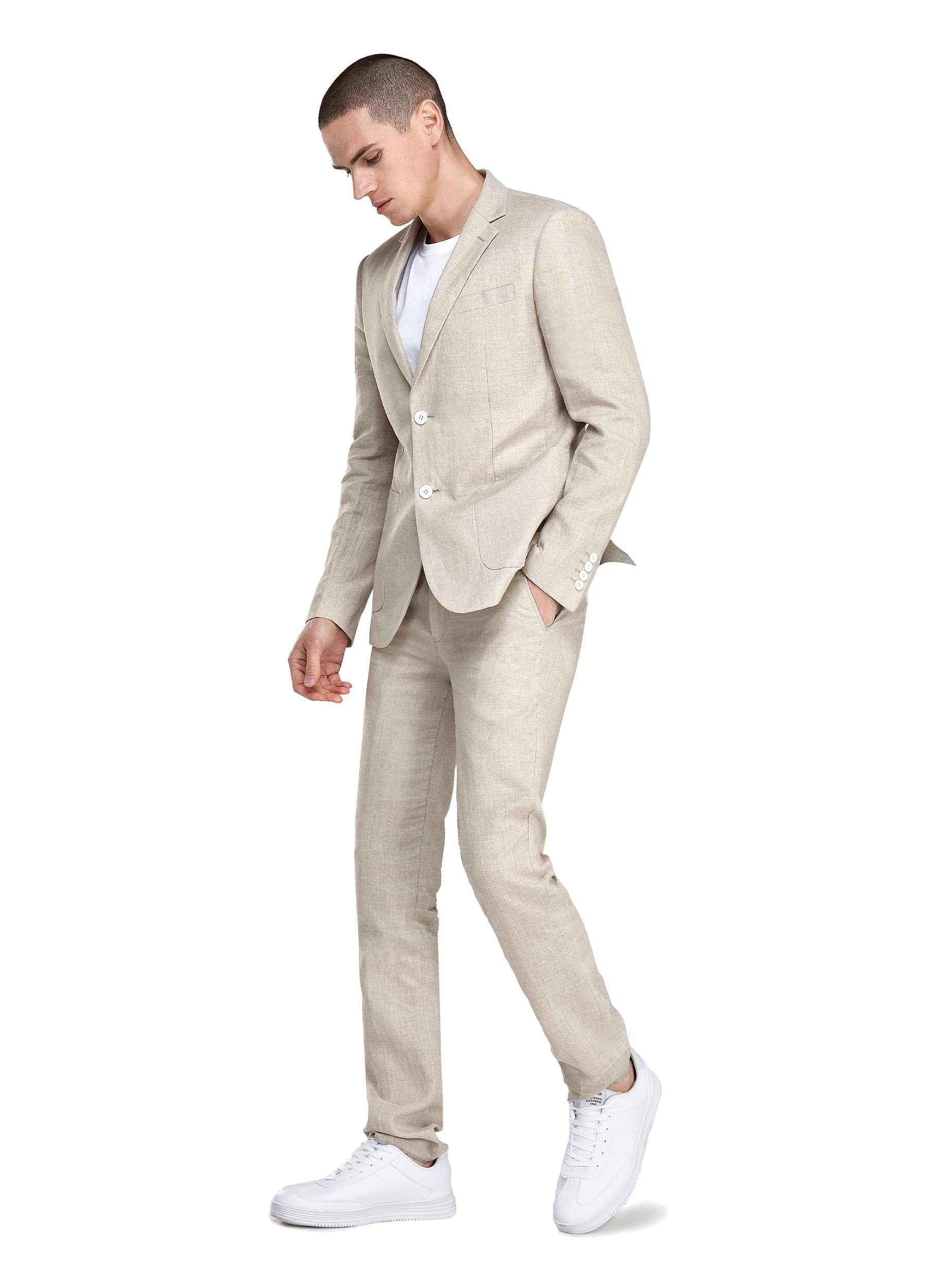 Premium Men's 2-Piece 100% Linen Slim Fit Suit Set - Breathable Blazer & Dress Pants for Business, Weddings & Summer Occasions | Formal Office Attire & Smart Casual Wear