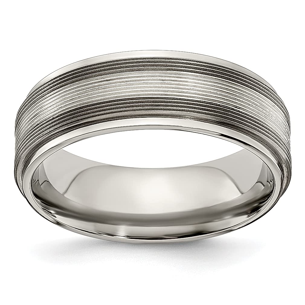 ICE CARATS Edward Mirell Titanium 925 Sterling Silver Step Edge 7.5mm Band Ring - Classic Flat Wedding Band for Men, Durable Precious Metal Jewelry - Perfect Gift for Dad, Husband & Him - Ideal for Weddings, Anniversaries & Special Occasions