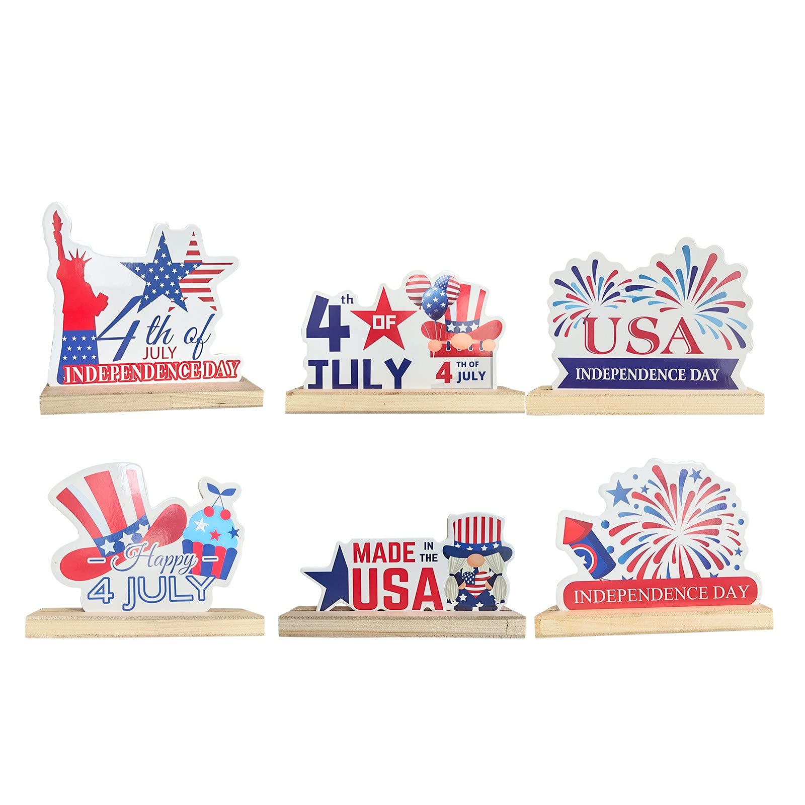 Syneyper Patriotic Wooden Independence Day Decorations - American Flag Themed Creative Ornament Letters for Wall & Door Hanging (Multicolor, One Size) - Perfect for 4th of July Parties, Backyard BBQs & Patriotic Home Decor