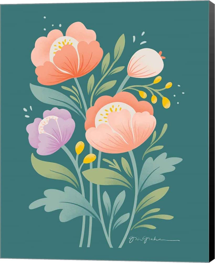 Flower Field II by Gia Graham - 13x16 Inch Stretched Canvas Wall Art with Black Sides, Ready to Hang - Perfect for Living Room, Bedroom & Office Decor